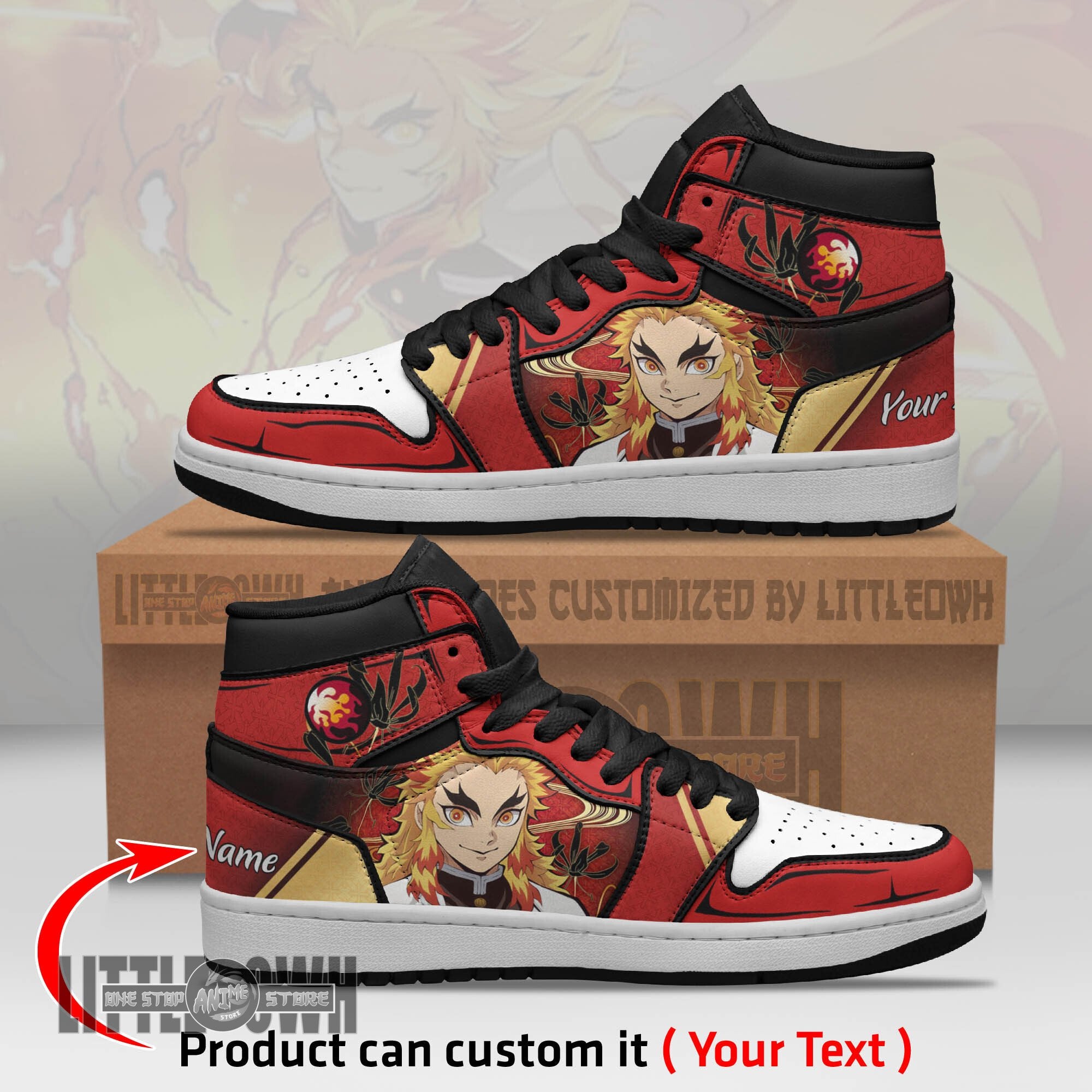 Ideafootwear Kyojuro Rengoku AJ1 High Sneakers Shoes For Men And Women