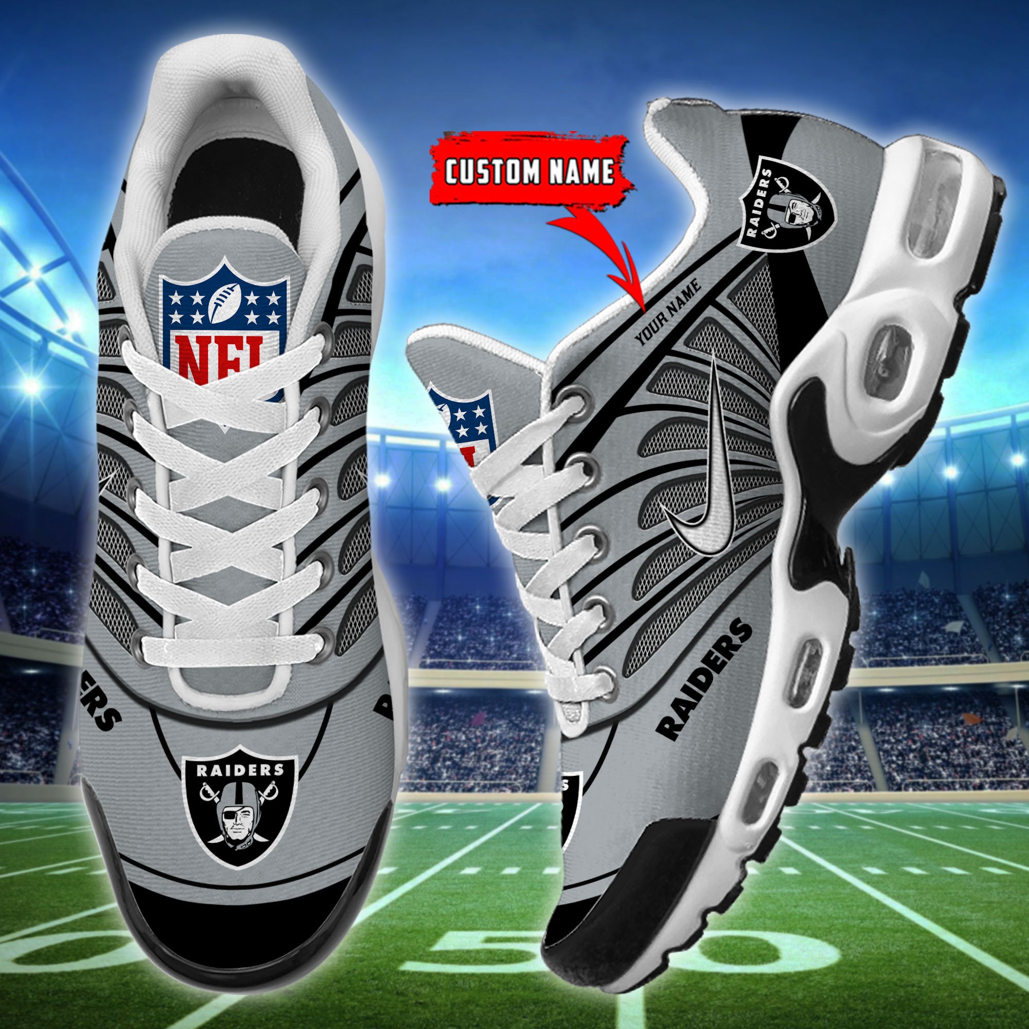 Ideafootwear Las Vegas Raiders TN Shoes Sneakers For Men And Women
