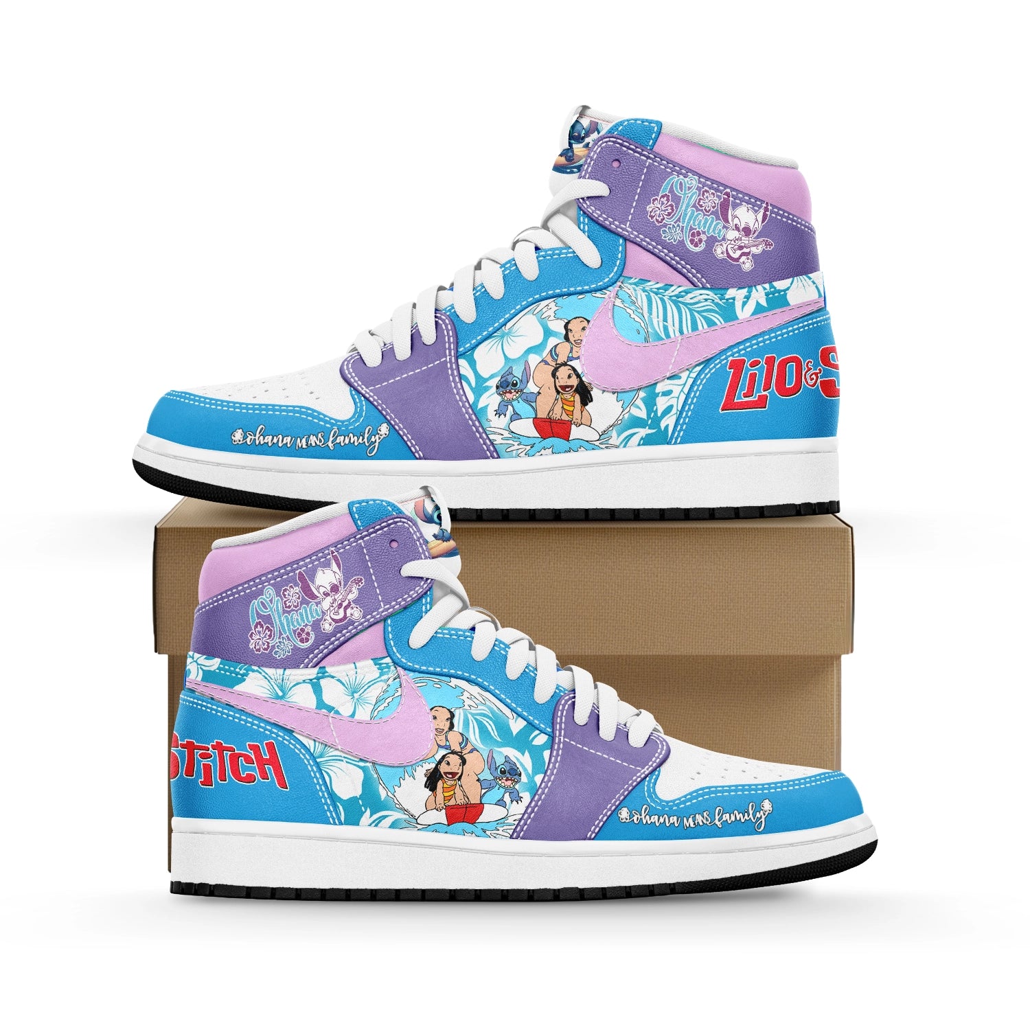 Ideafootwear Lilo & Stitch AJ1 High Sneakers Shoes For Men And Women