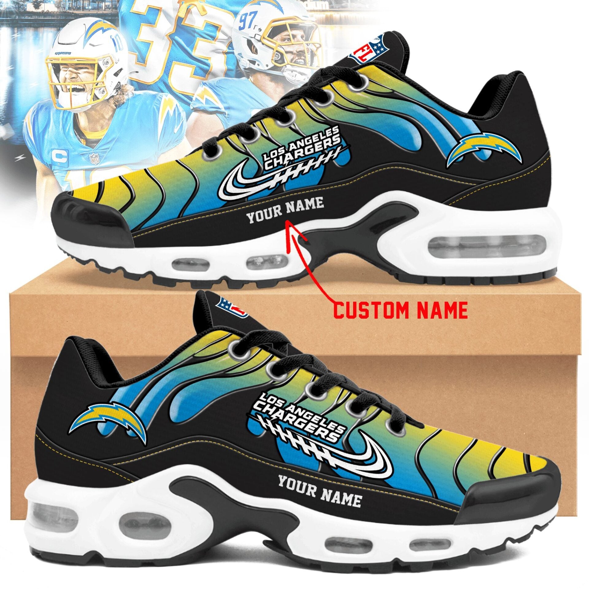 Ideafootwear Los Angeles Chargers TN Shoes Sneakers For Men And Women