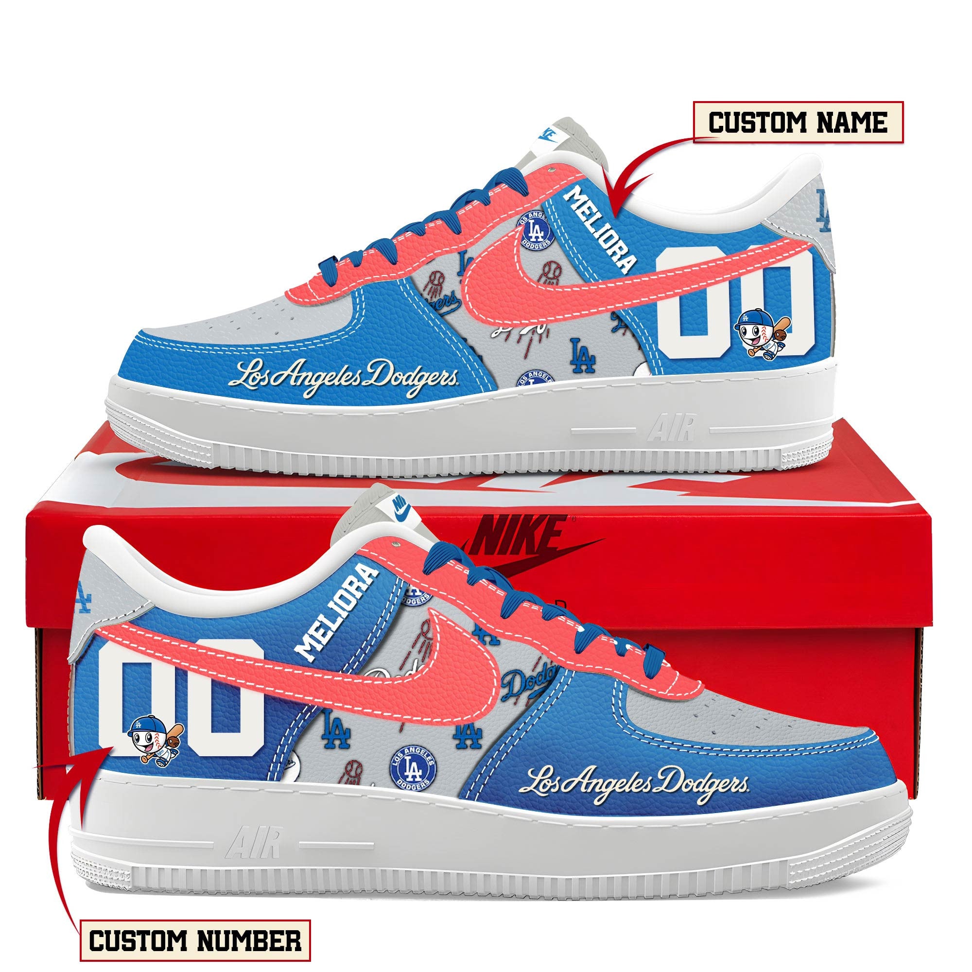 Ideafootwear Los Angeles Dodgers Air Low-Top Sneakers Shoes For Men And Women 1