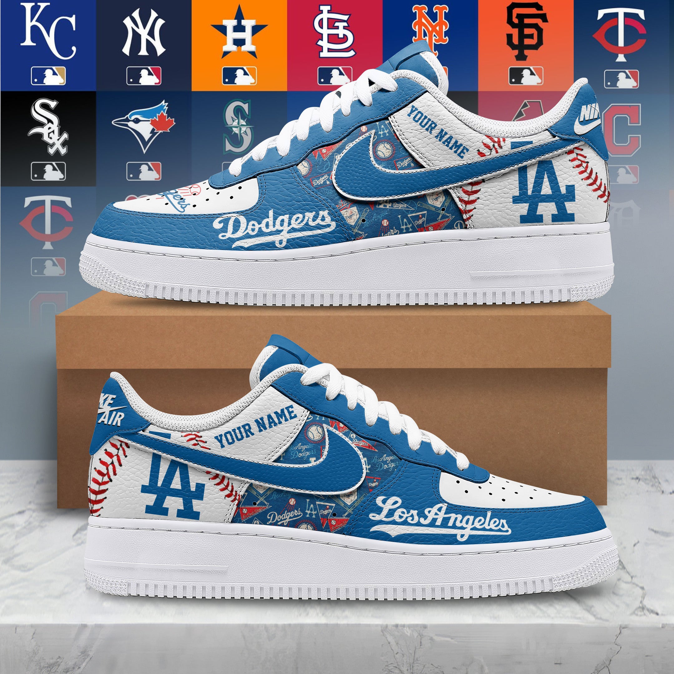 Ideafootwear Los Angeles Dodgers Air Low-Top Sneakers Shoes For Men And Women 2