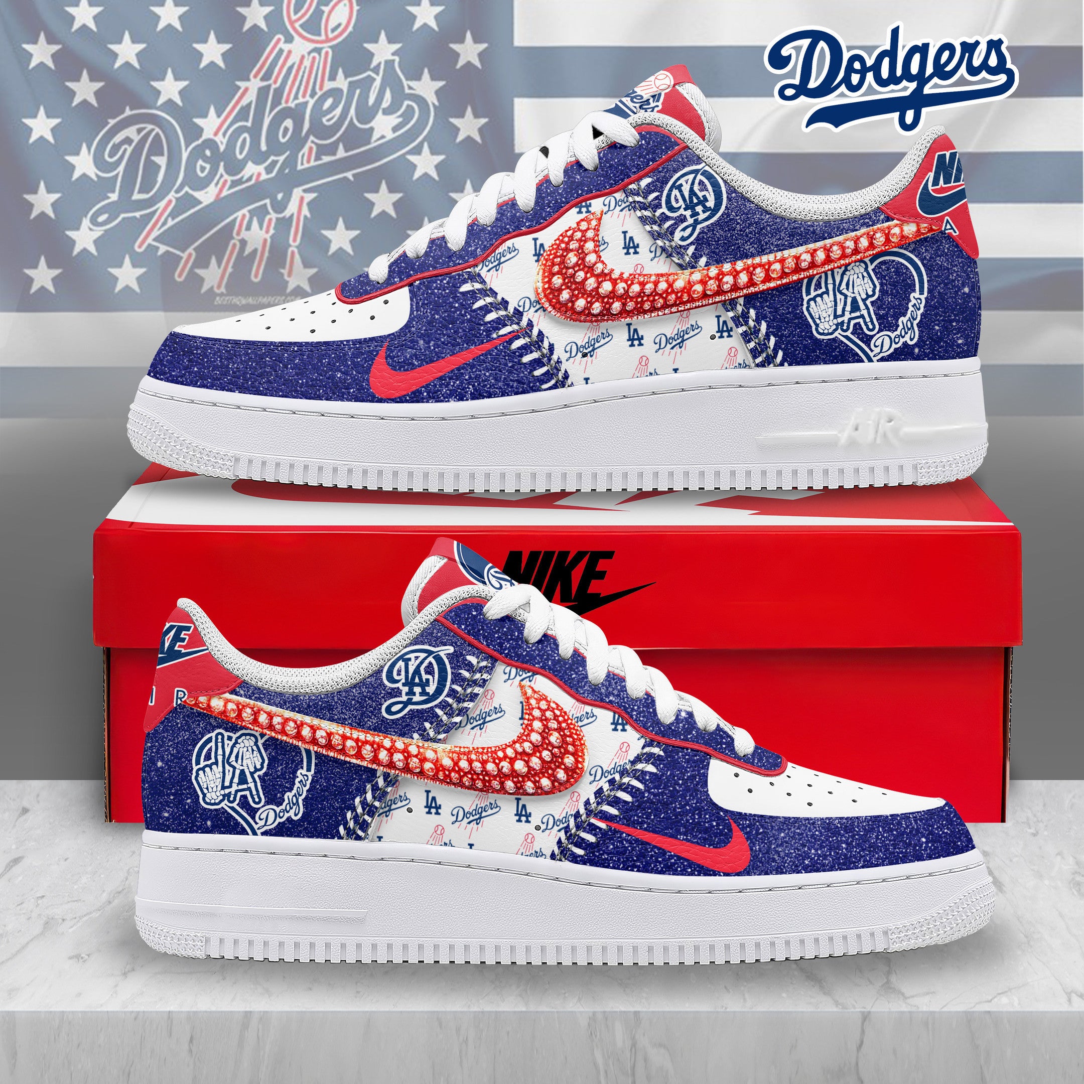 Ideafootwear Los Angeles Dodgers Air Low-Top Sneakers Shoes For Men And Women 2