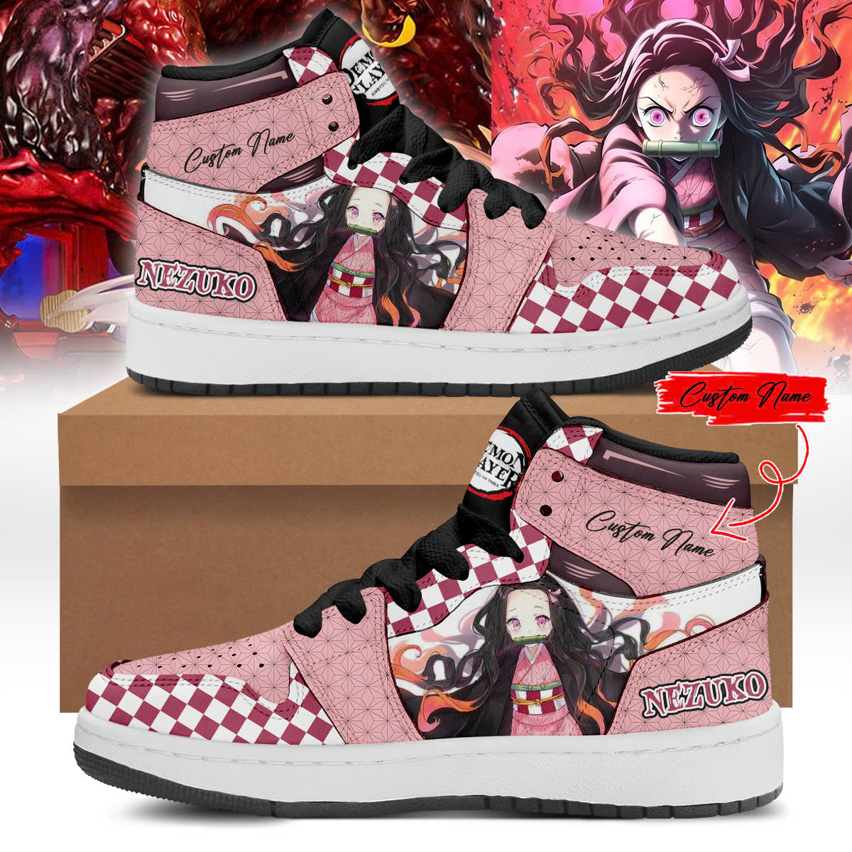 Ideafootwear Los Angeles Dodgers vs Demon slayer AJ1 High Sneakers Shoes For Men And Women