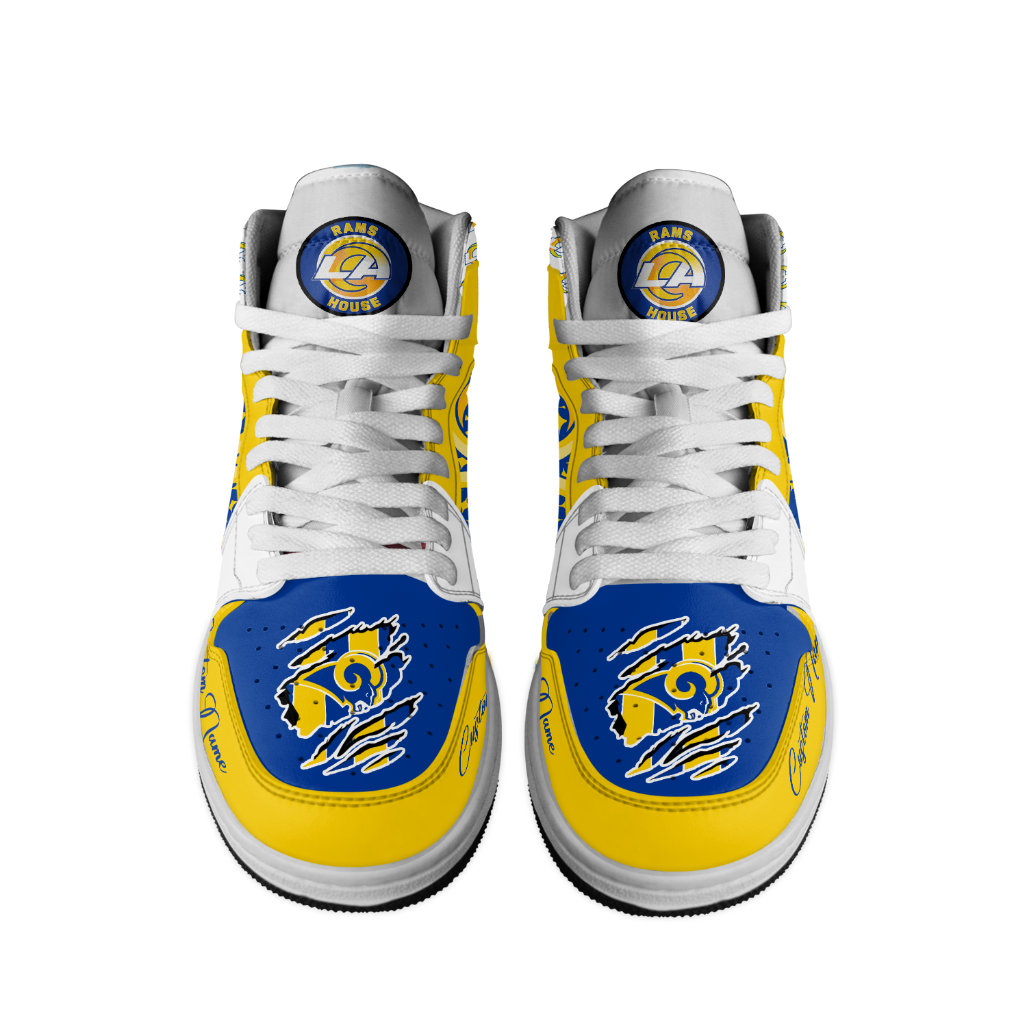 Ideafootwear Los Angeles Rams AJ1 High Sneakers Shoes For Men And Women