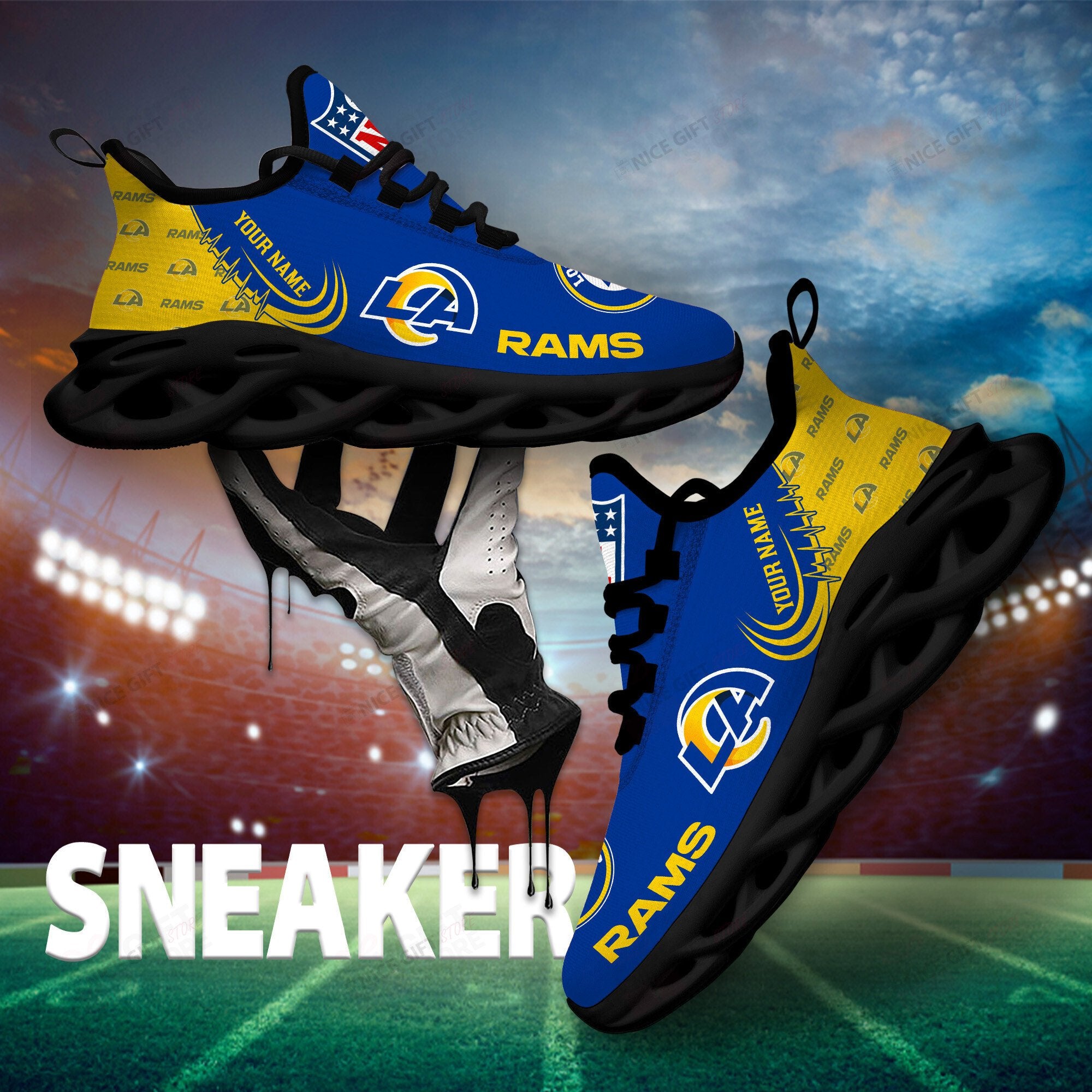 Ideafootwear Los Angeles Rams Max Soul Shoes Sneakers For Men And Women