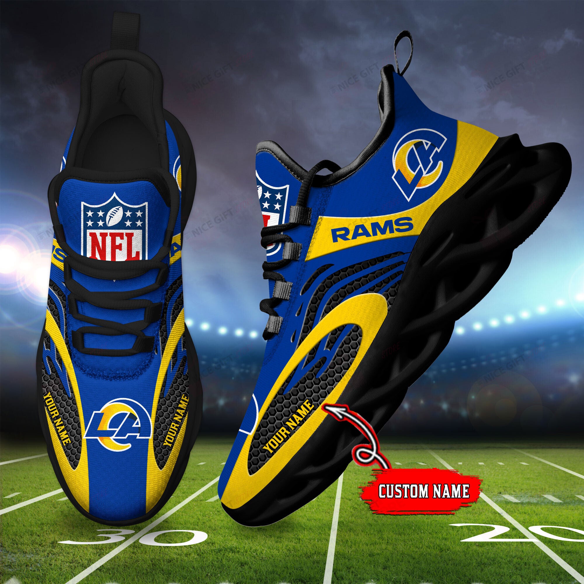 Ideafootwear Los Angeles Rams Max Soul Shoes Sneakers For Men And Women