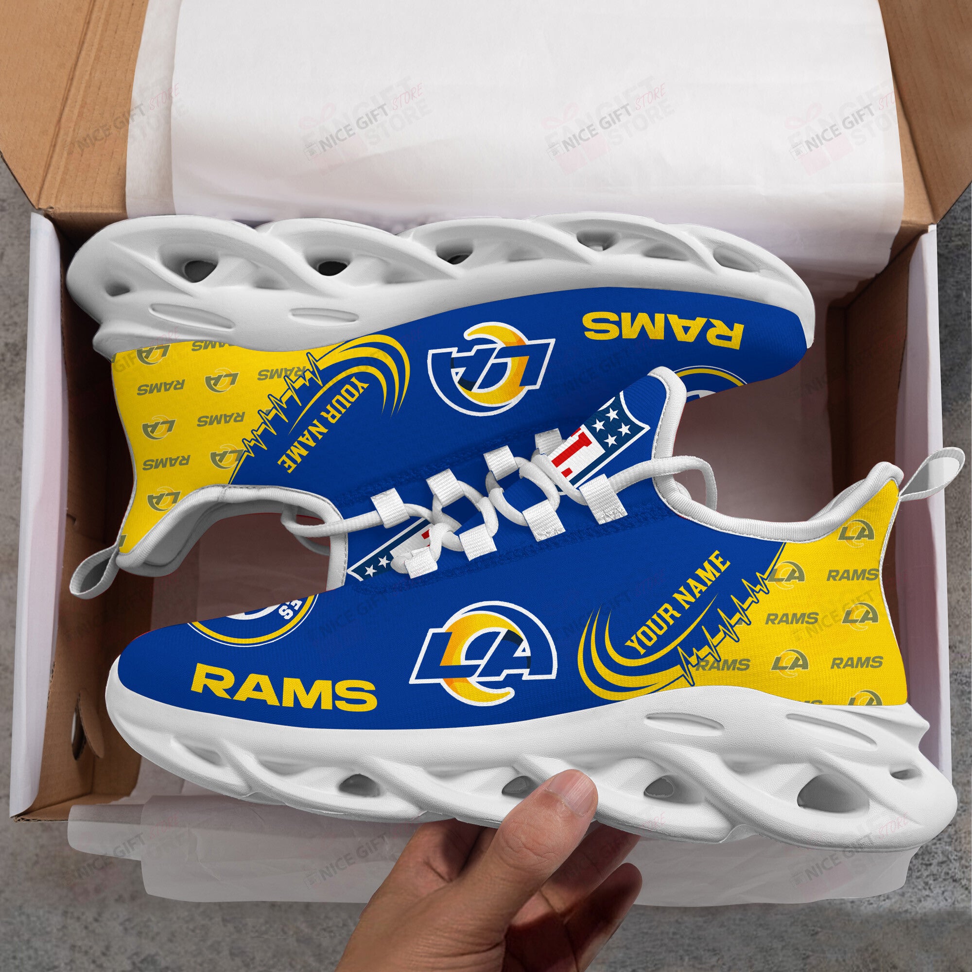 Ideafootwear Los Angeles Rams Max Soul Shoes Sneakers For Men And Women