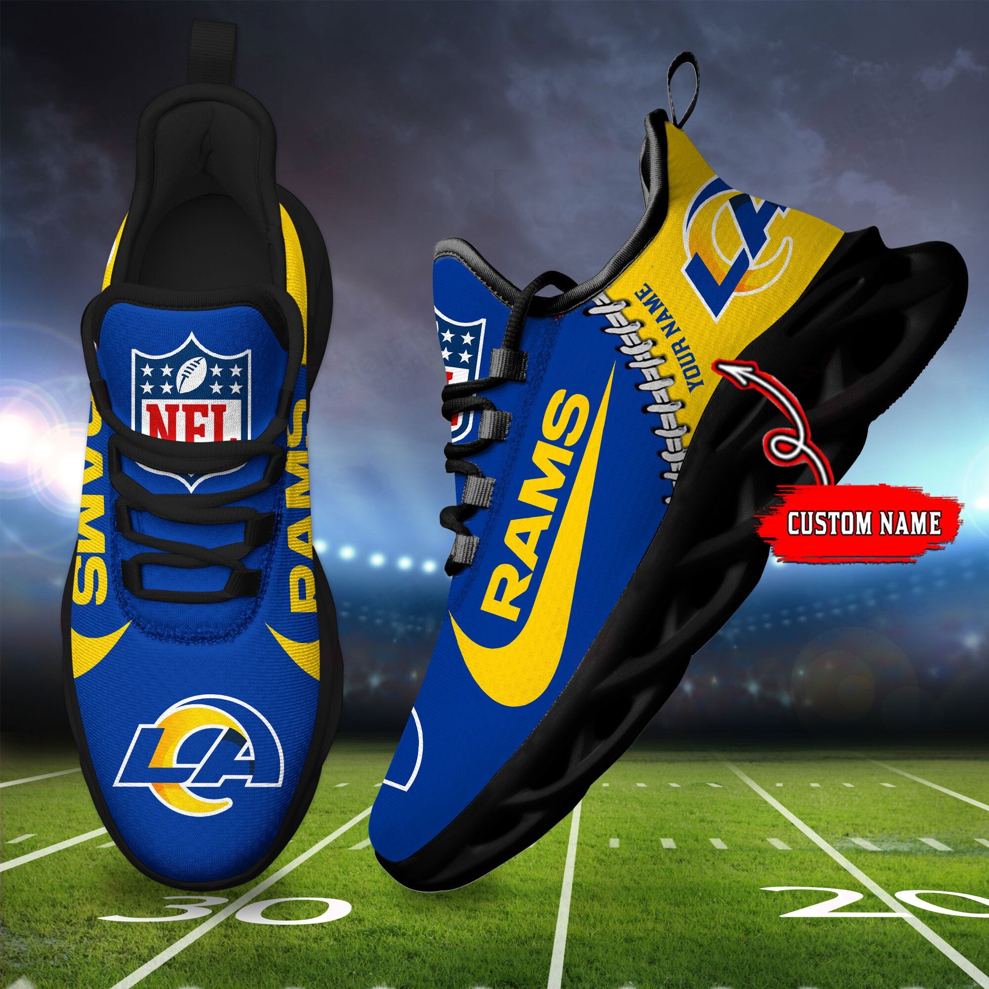 Ideafootwear Los Angeles Rams Max Soul Shoes Sneakers For Men And Women