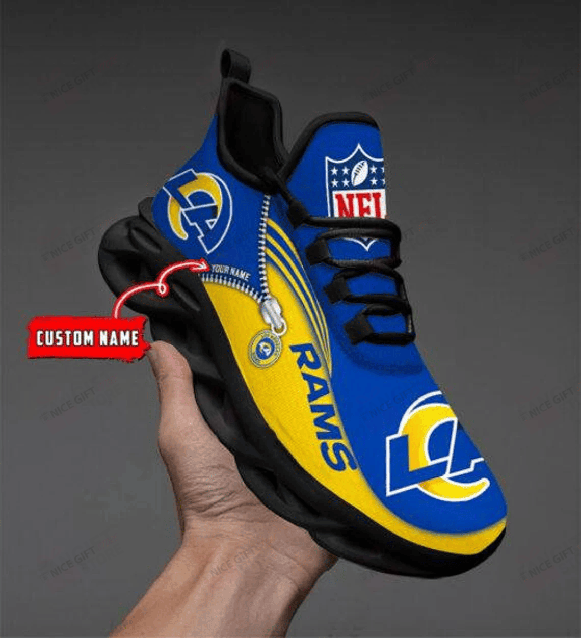 Ideafootwear Los Angeles Rams Max Soul Shoes Sneakers For Men And Women