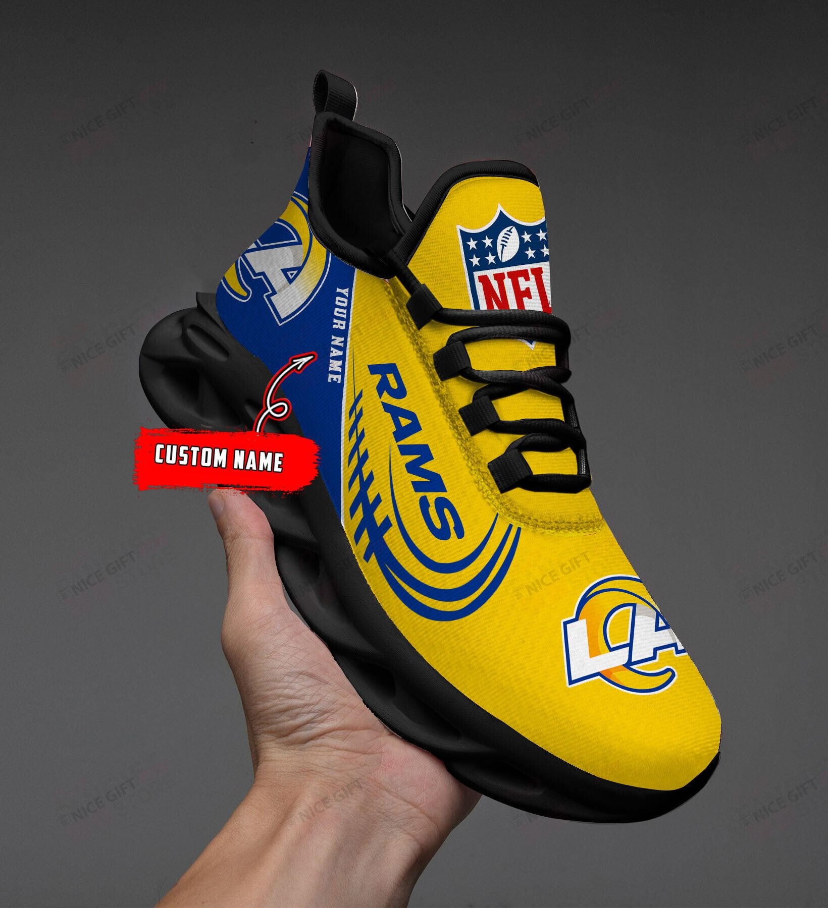 Ideafootwear Los Angeles Rams Max Soul Shoes Sneakers For Men And Women