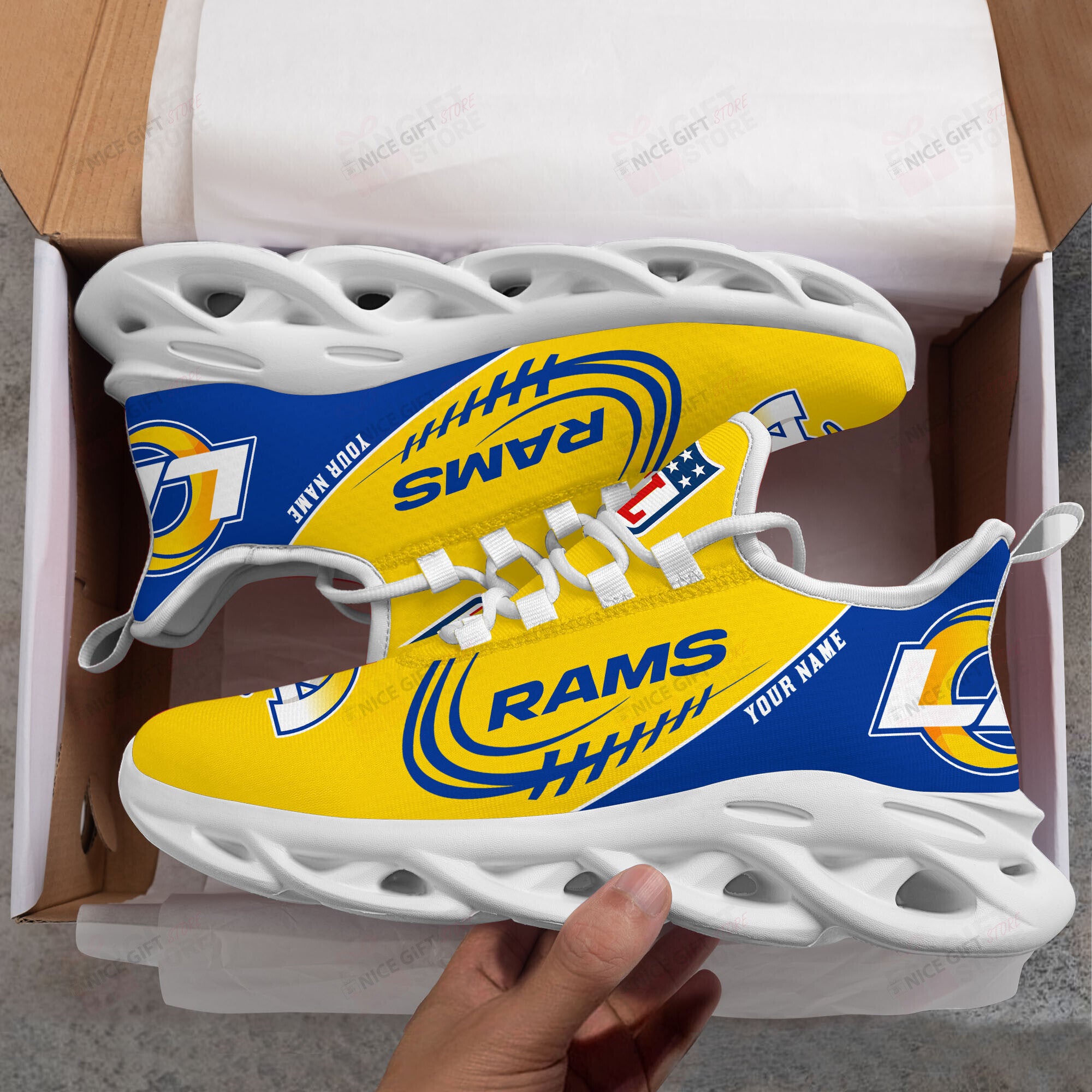 Ideafootwear Los Angeles Rams Max Soul Shoes Sneakers For Men And Women