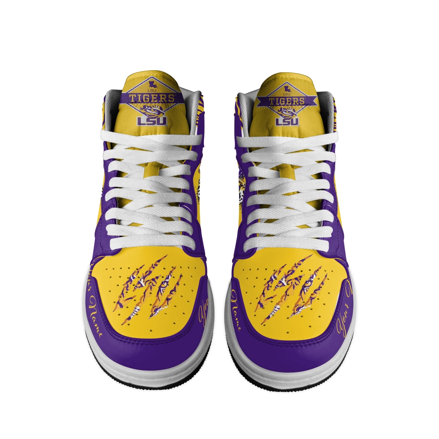 Ideafootwear LSU Tigers AJ1 High Sneakers Shoes For Men And Women