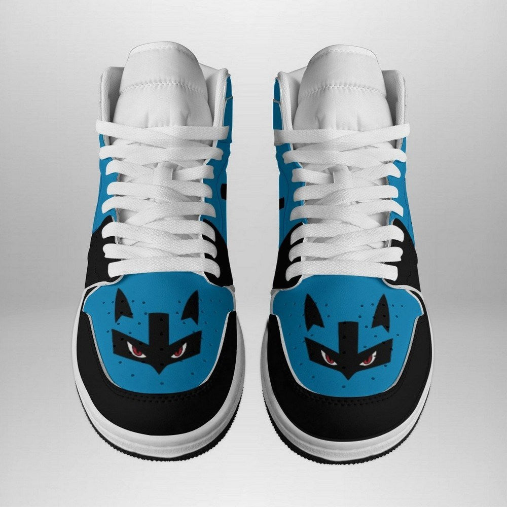 Ideafootwear Lucario Face Pokemon AJ1 High Sneakers Shoes For Men And Women