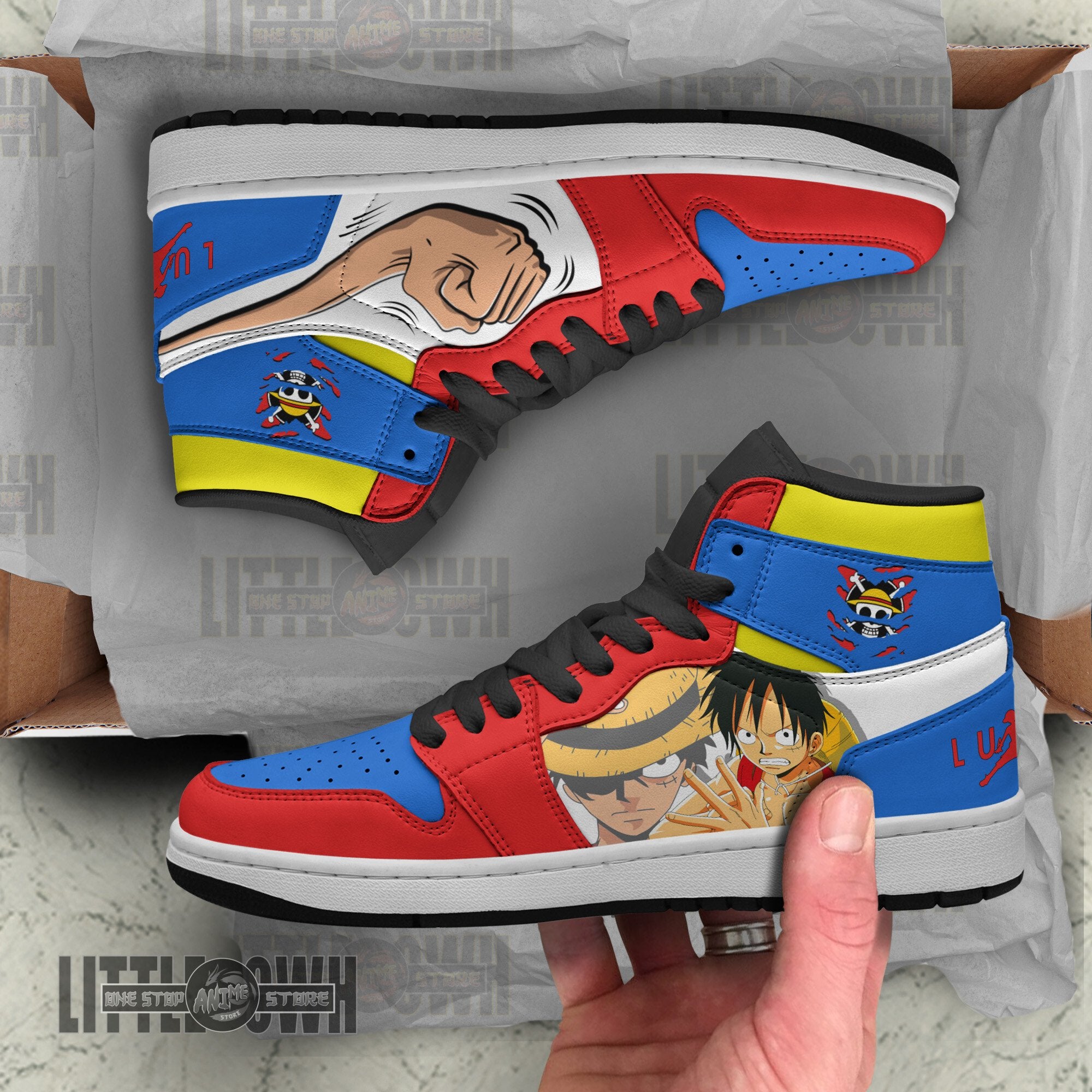 Ideafootwear Luffy AJ1 High Sneakers Shoes For Men And Women
