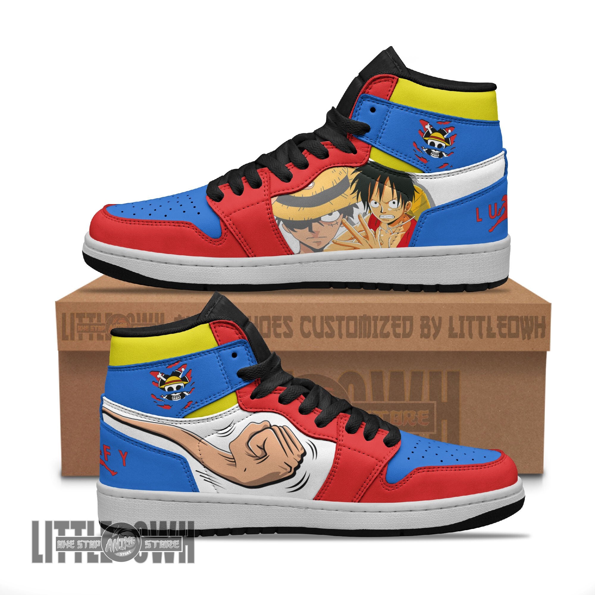 Ideafootwear Luffy AJ1 High Sneakers Shoes For Men And Women