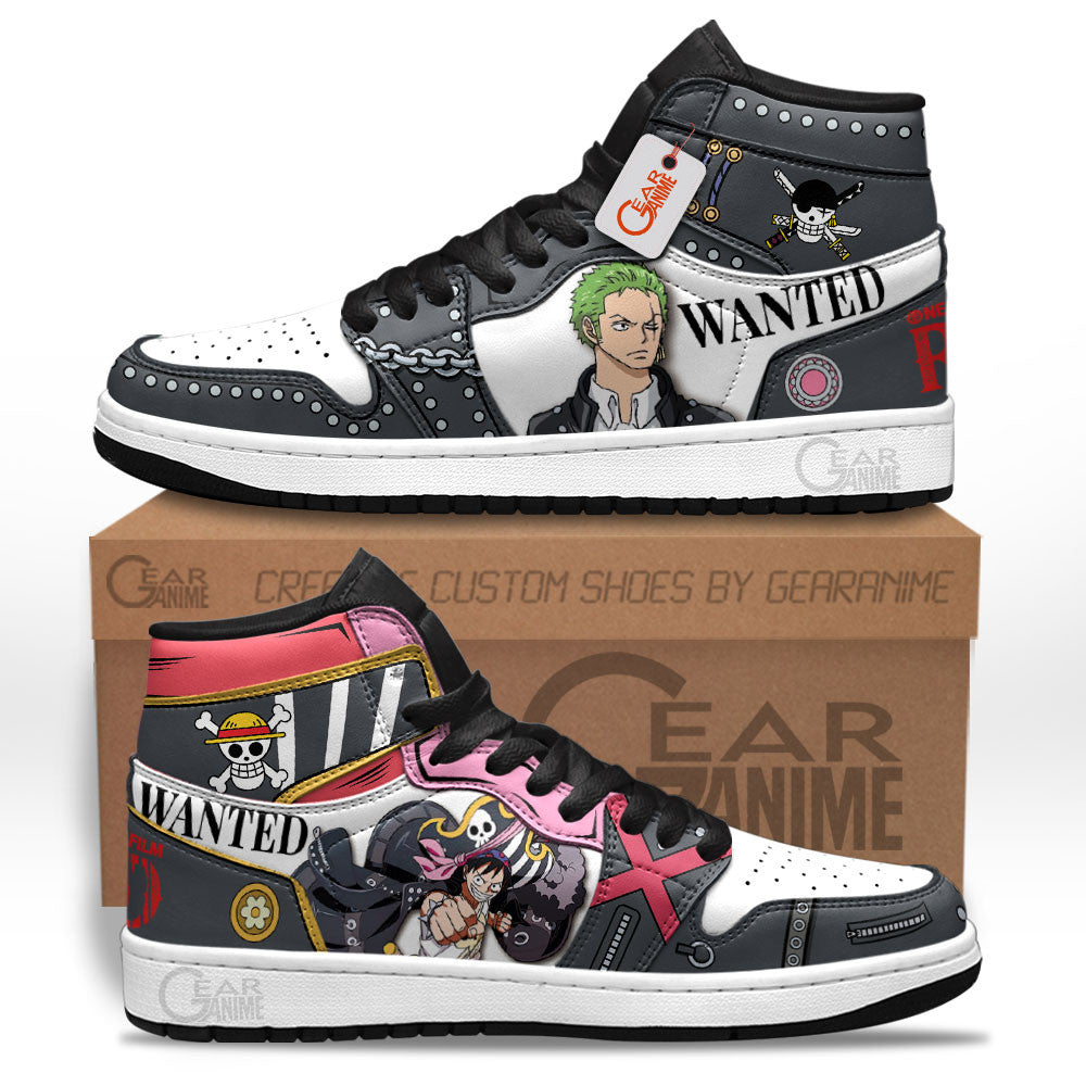 Ideafootwear Luffy and Zoro AJ1 High Sneakers Shoes For Men And Women