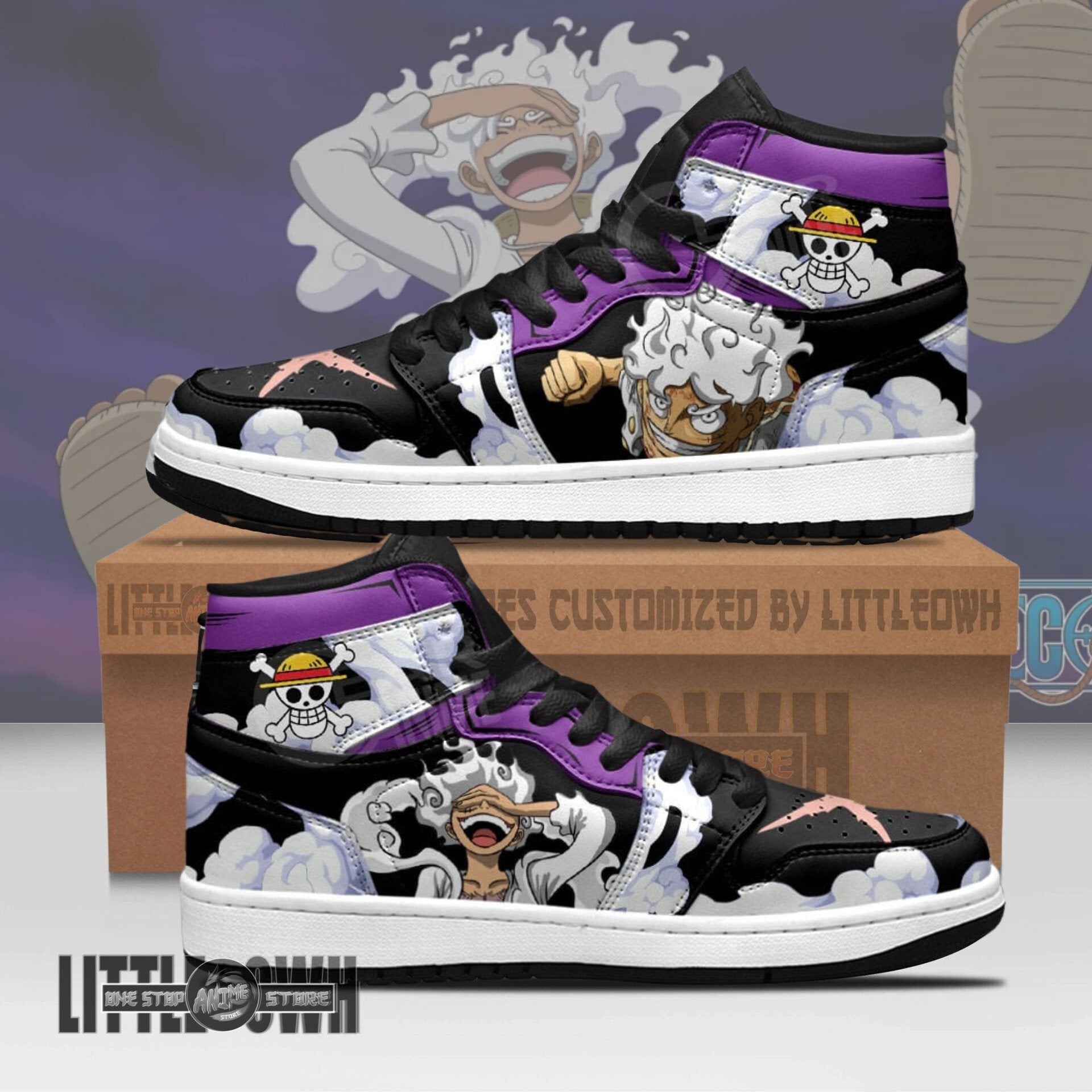 Ideafootwear Luffy Gear 5 AJ1 High Sneakers Shoes For Men And Women