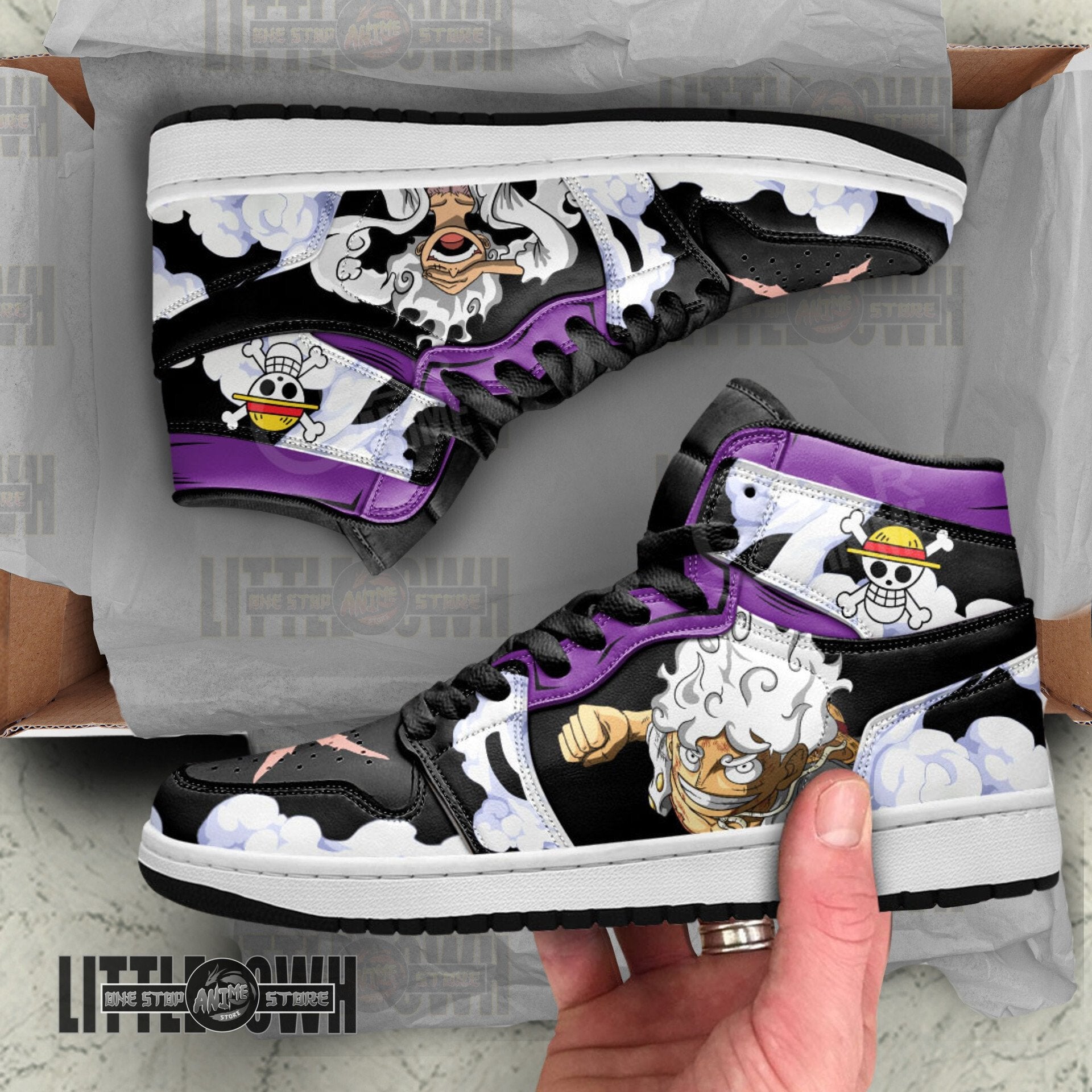 Ideafootwear Luffy Gear 5 AJ1 High Sneakers Shoes For Men And Women