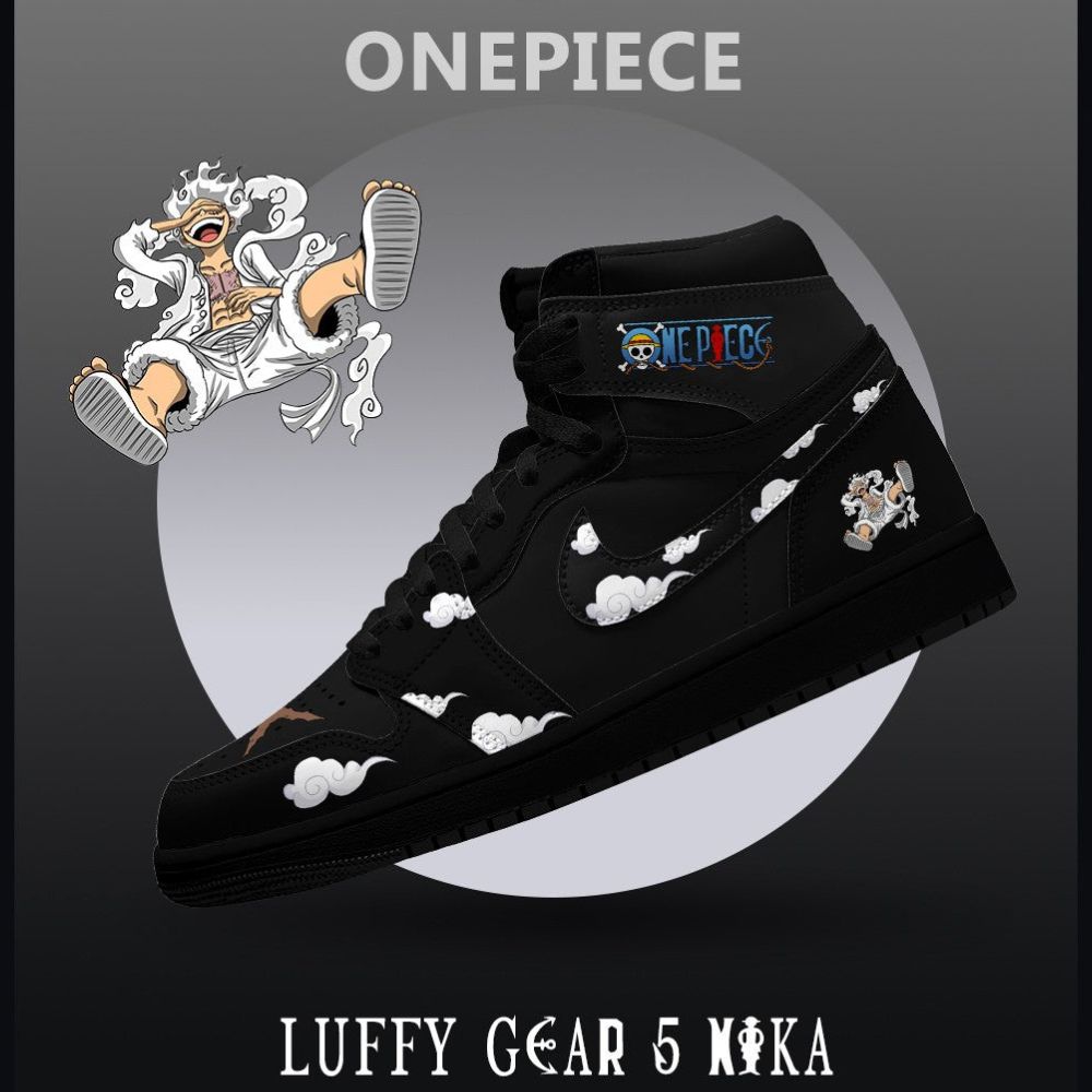 Ideafootwear Luffy Gear 5 Nika V.2 One Piece AJ1 High Sneakers Shoes For Men And Women