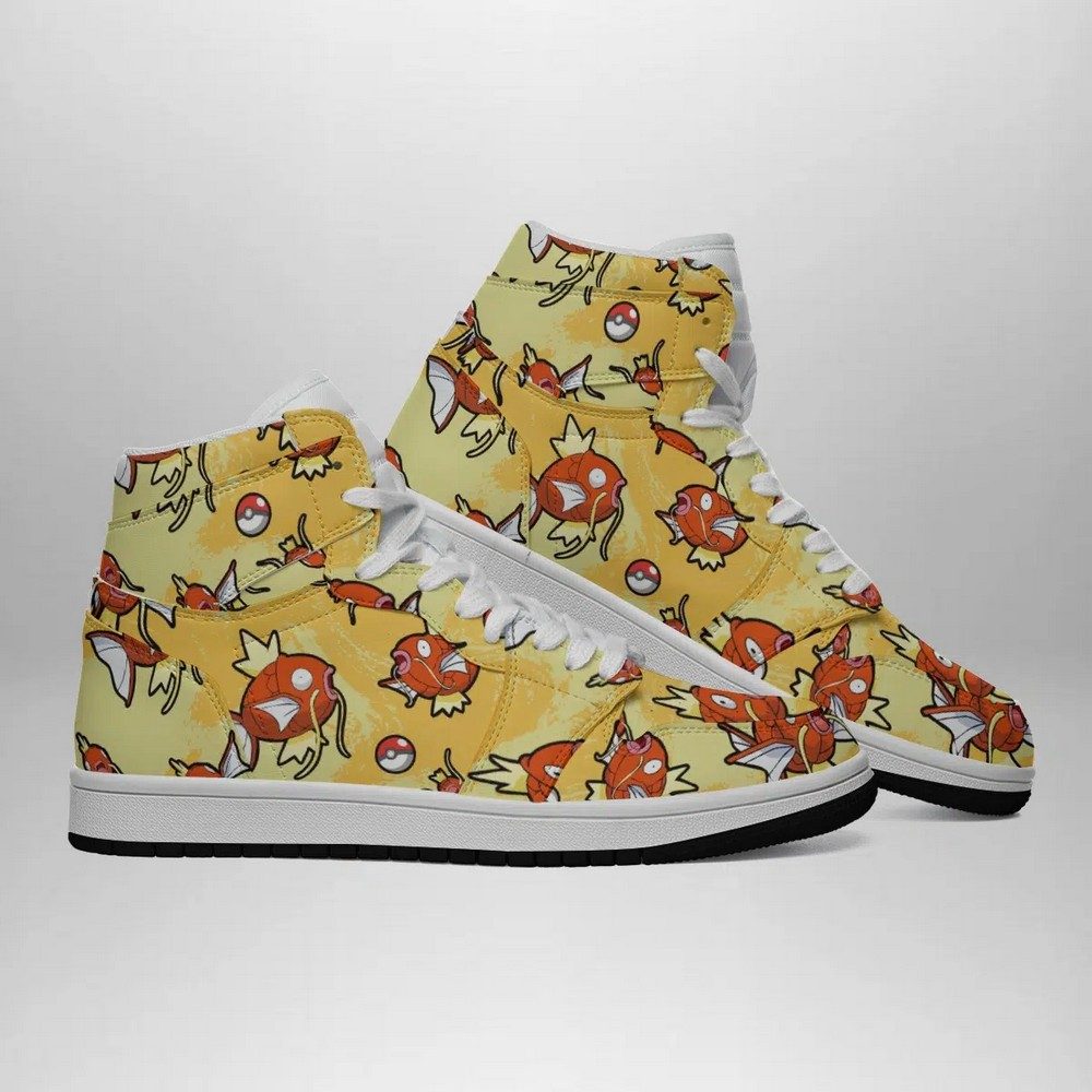 Ideafootwear Magikarp Pattern Pokemon AJ1 High Sneakers Shoes For Men And Women