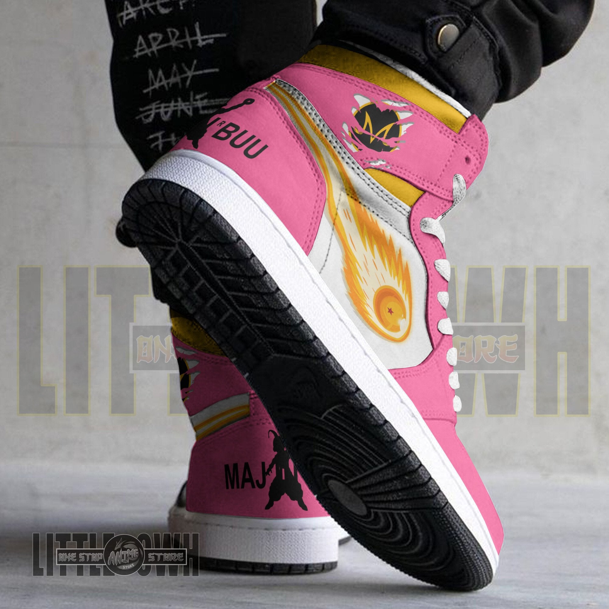 Ideafootwear Majin Buu AJ1 High Sneakers Shoes For Men And Women
