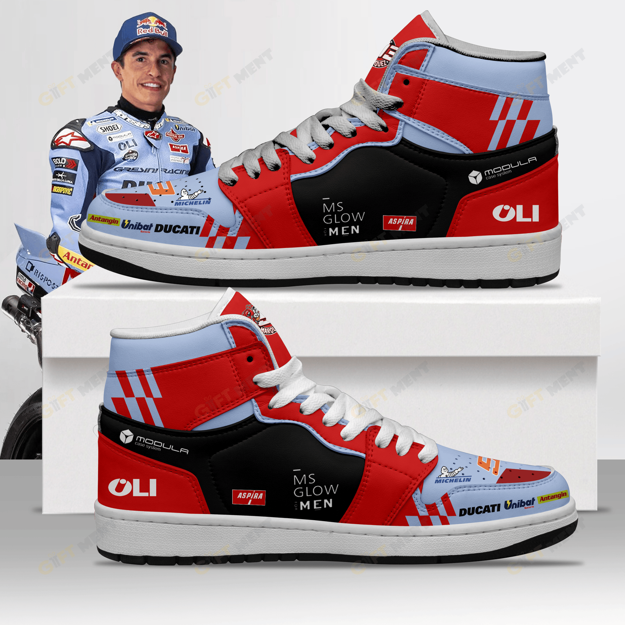 Ideafootwear Marc Márquez AJ1 High Sneakers Shoes For Men And Women