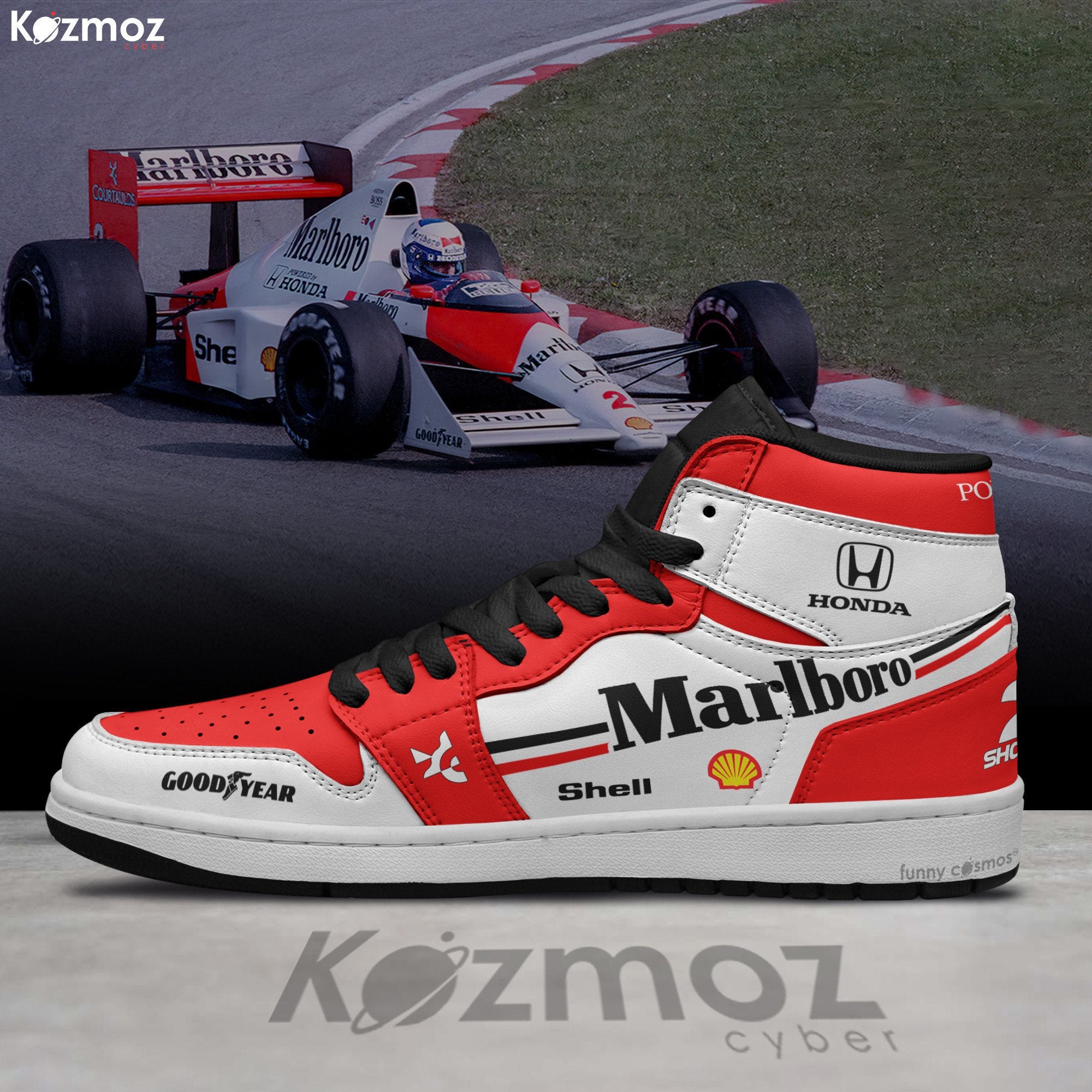 Ideafootwear McLaren Alain Prost AJ1 High Sneakers Shoes For Men And Women