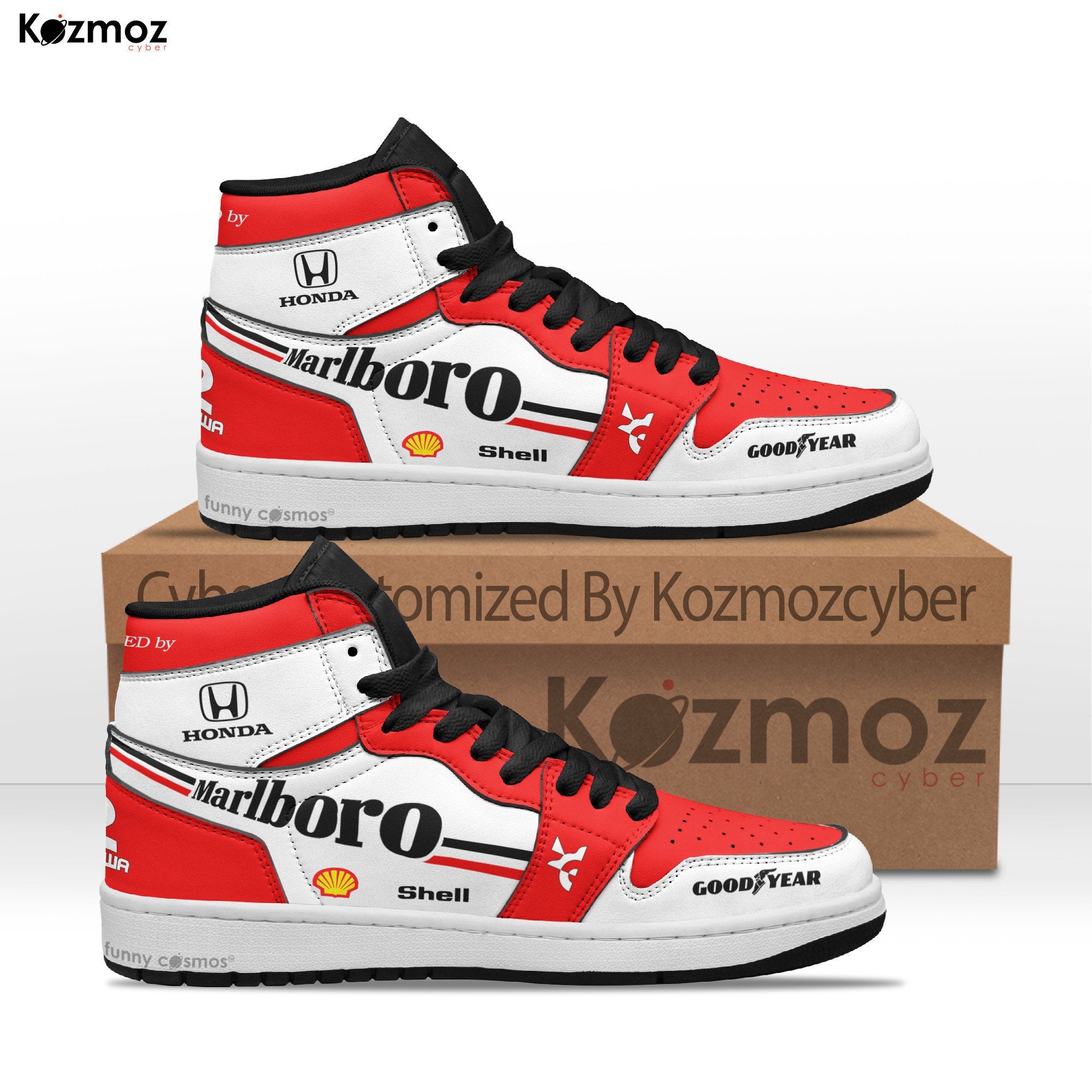 Ideafootwear McLaren Alain Prost AJ1 High Sneakers Shoes For Men And Women