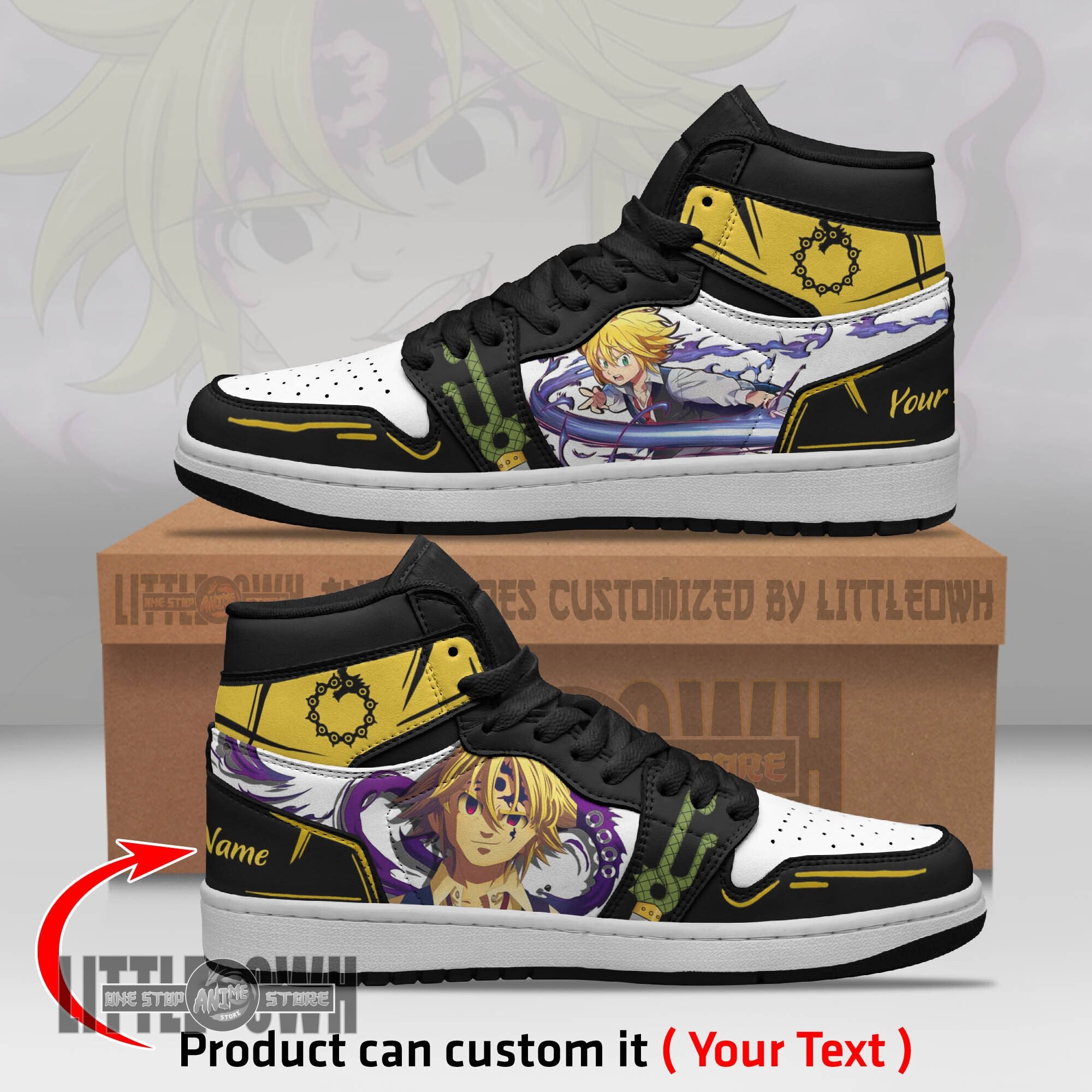 Ideafootwear Meliodas AJ1 High Sneakers Shoes For Men And Women