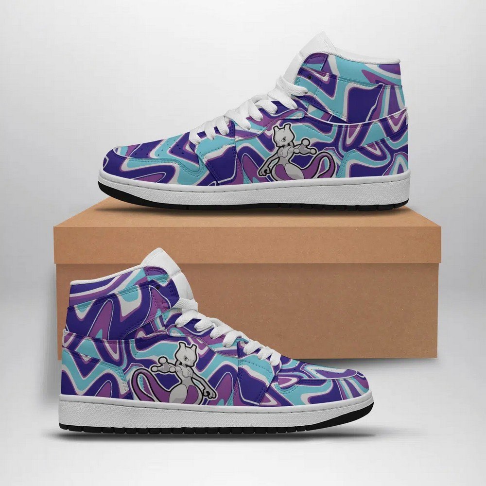 Ideafootwear Mewtwo Trippy Pokemon AJ1 High Sneakers Shoes For Men And Women