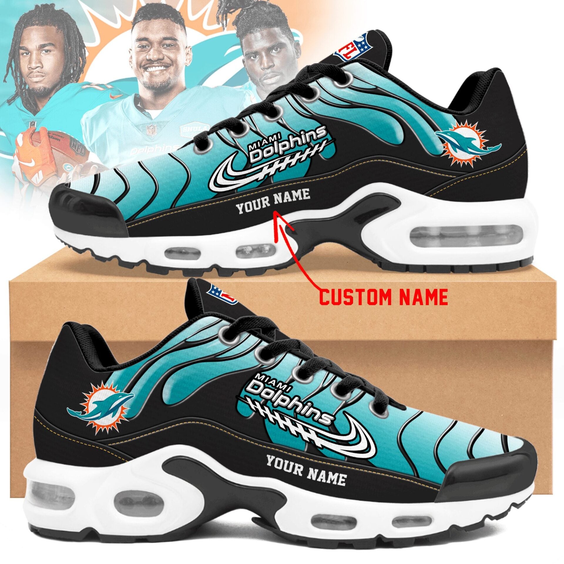 Ideafootwear Miami Dolphins TN Shoes Sneakers For Men And Women