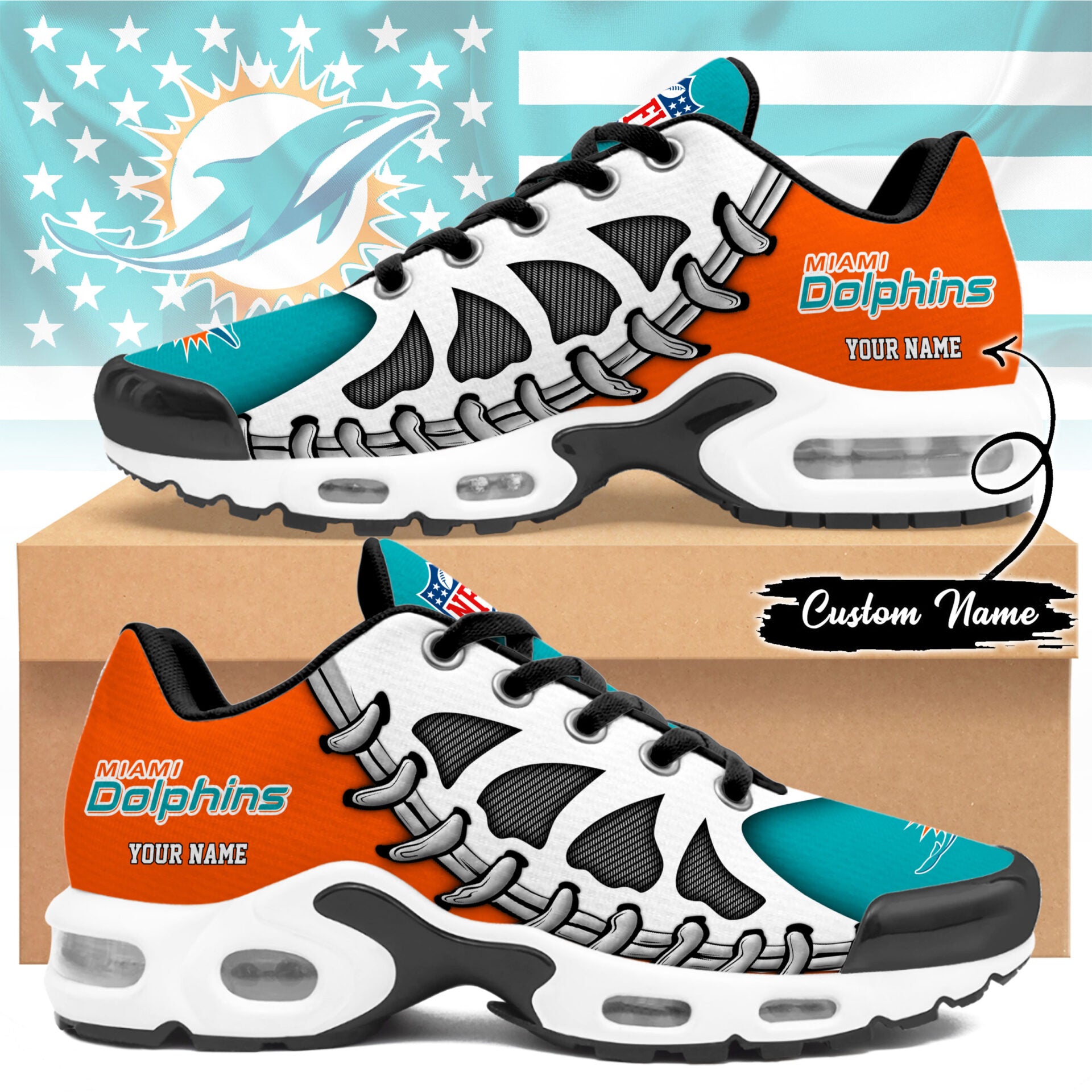 Ideafootwear Miami Dolphins TN Shoes Sneakers For Men And Women