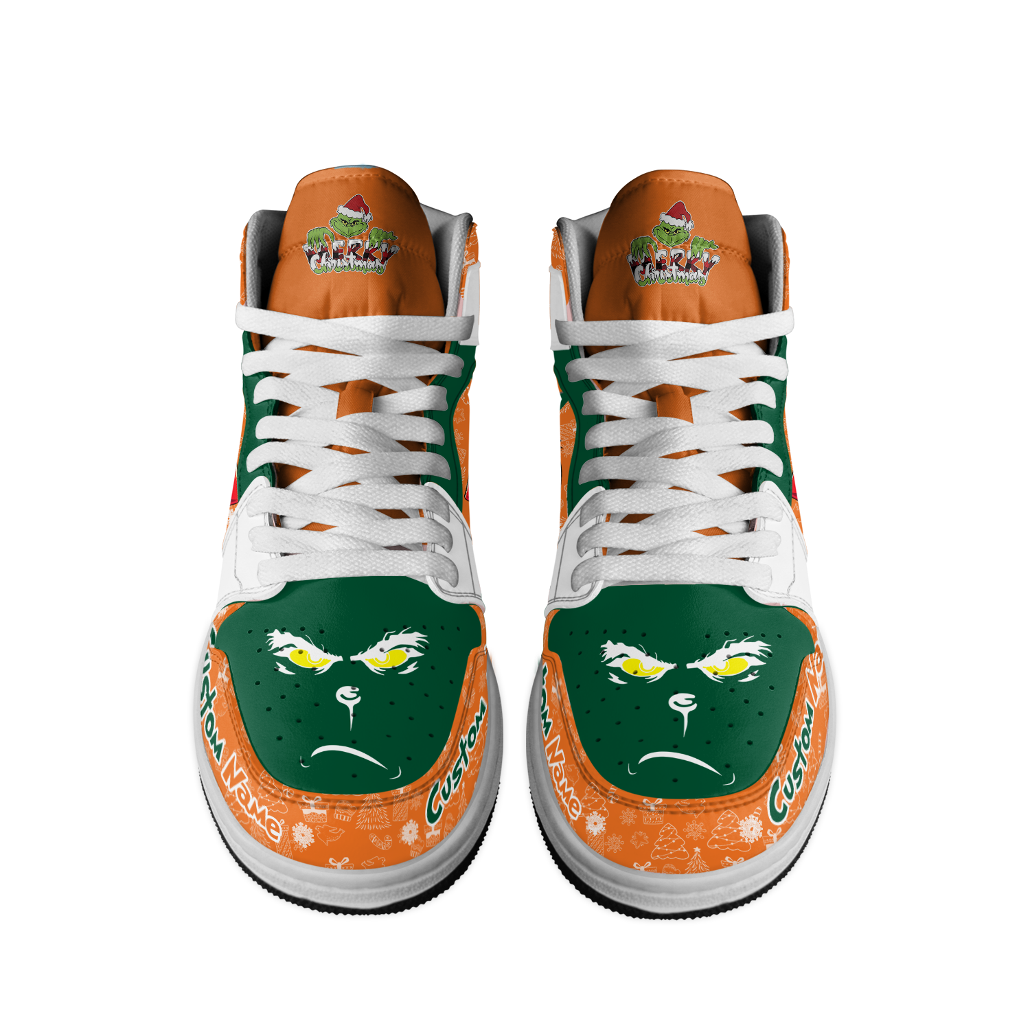 Ideafootwear Miami Hurricane x The Grinch x Christmas AJ1 High Sneakers Shoes For Men And Women