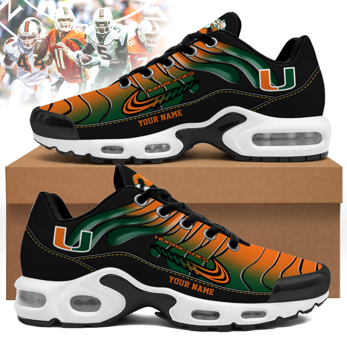 Ideafootwear Miami Hurricanes TN Shoes Sneakers For Men And Women