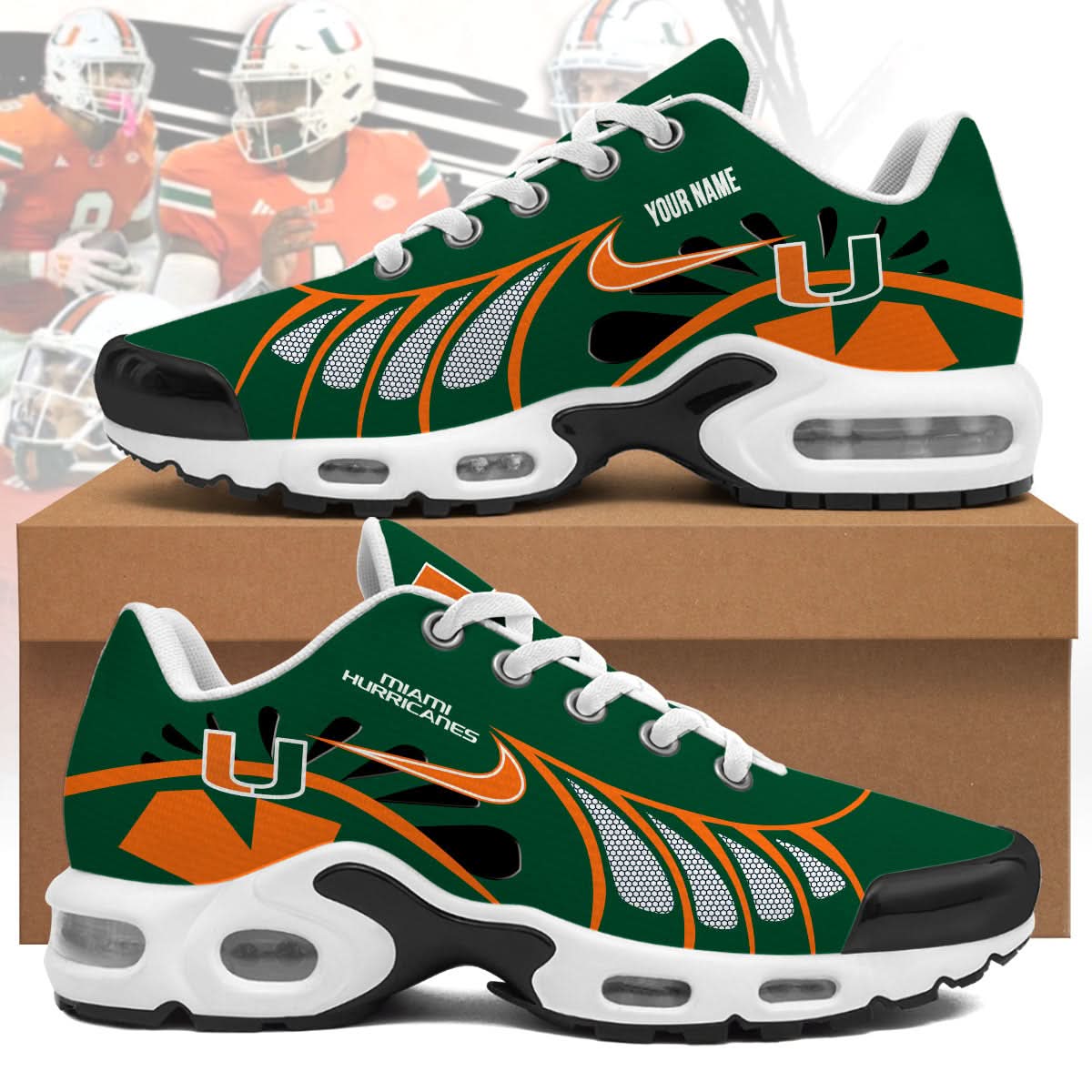 Ideafootwear Miami Hurricanes TN Shoes Sneakers For Men And Women