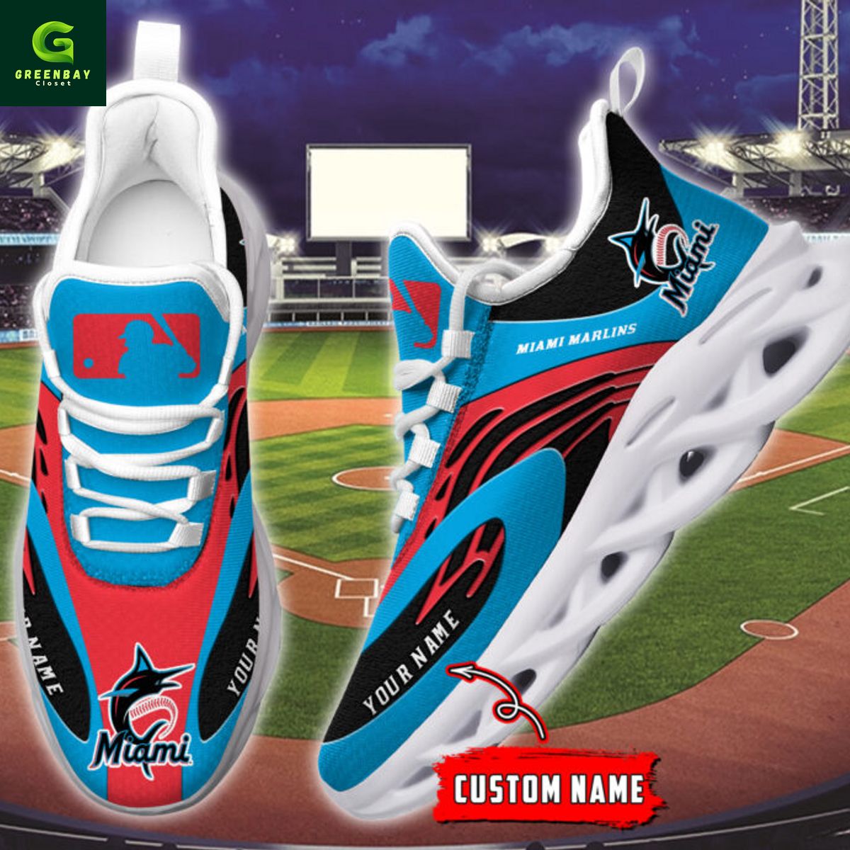 Ideafootwear Miami Marlins Max Soul Shoes Sneakers For Men And Women