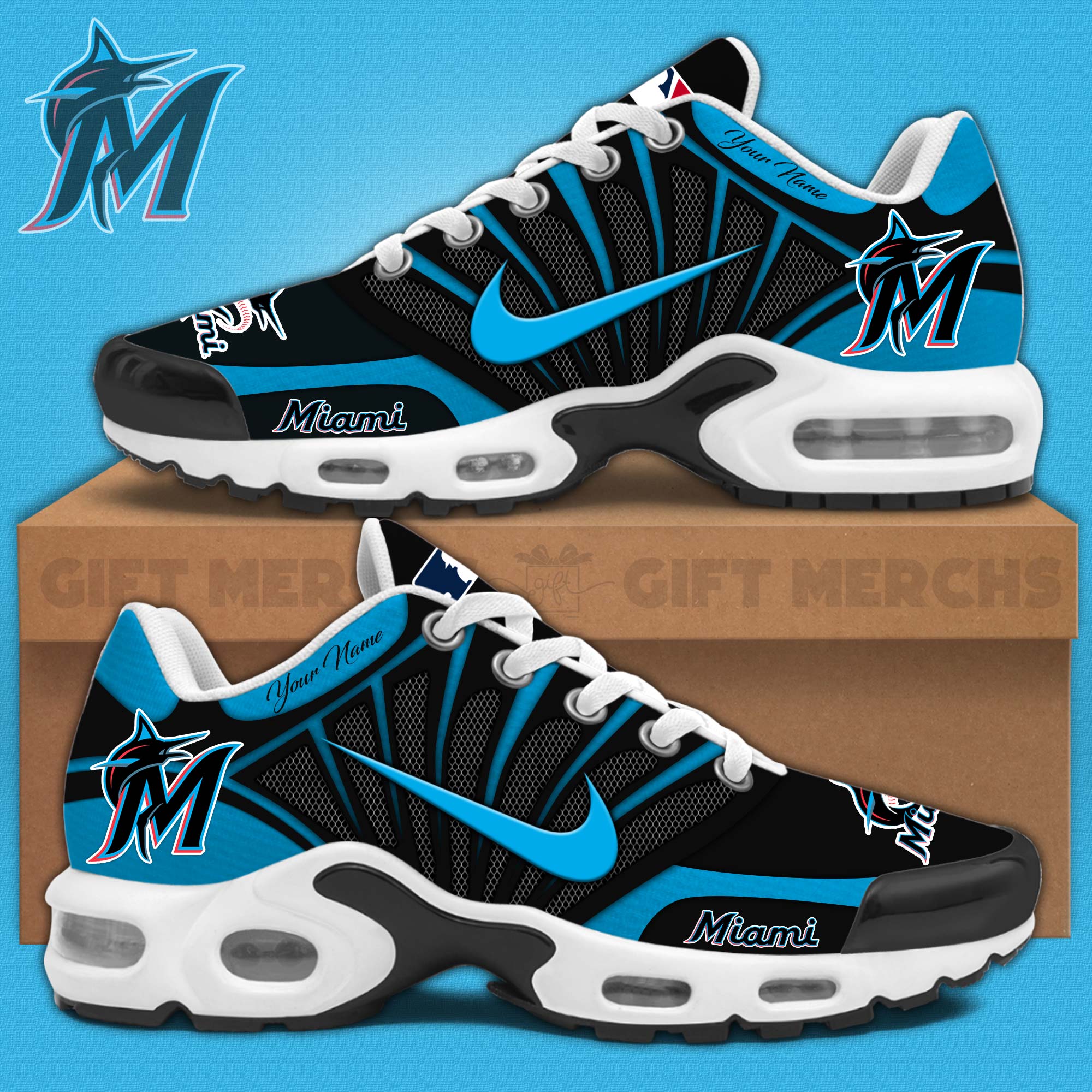 Ideafootwear Miami Marlins TN Shoes Sneakers For Men And Women