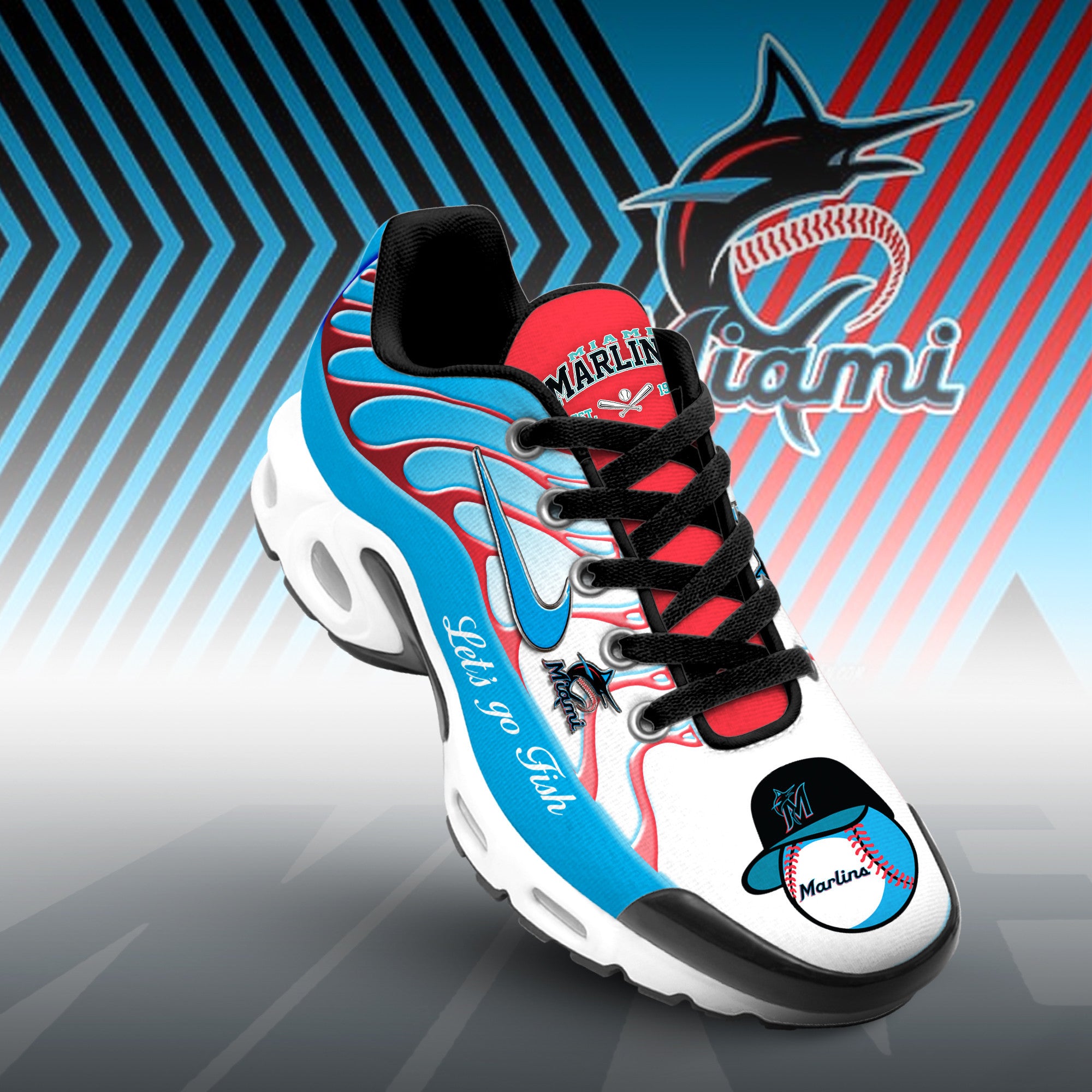 Ideafootwear Miami Marlins TN Shoes Sneakers For Men And Women