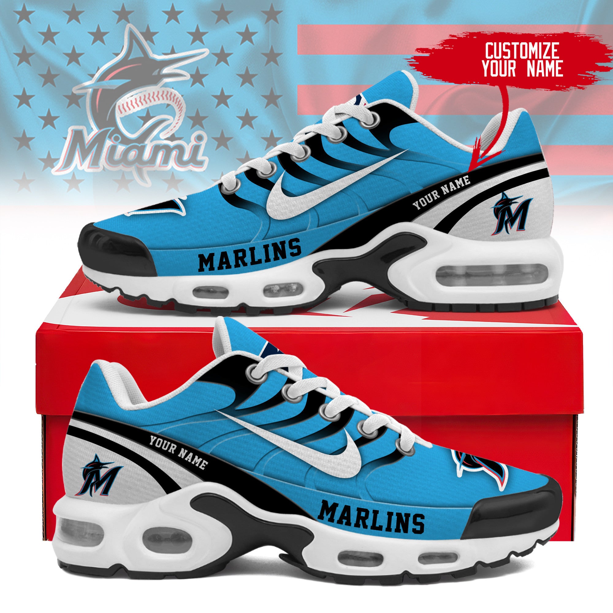 Ideafootwear Miami Marlins TN Shoes Sneakers For Men And Women