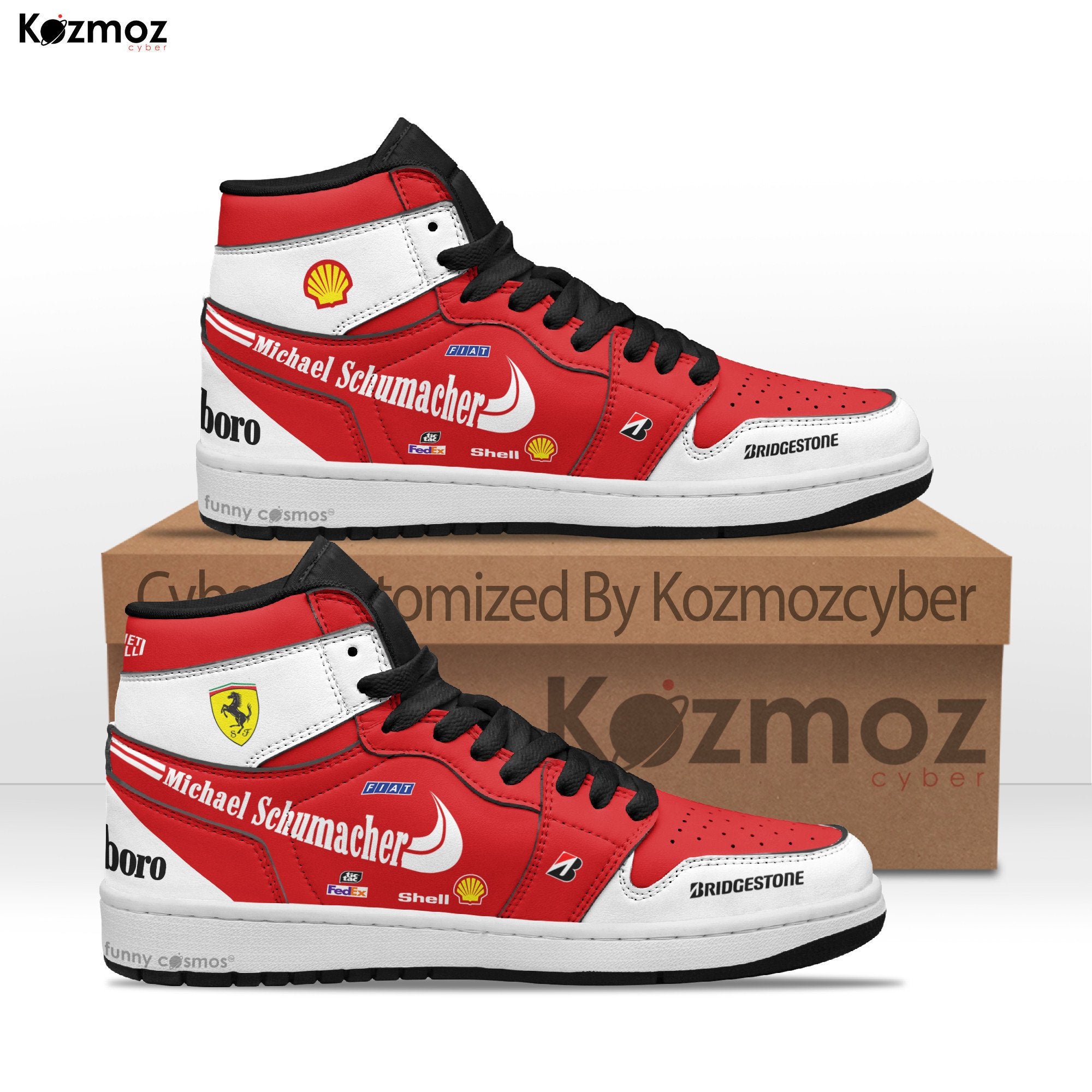Ideafootwear Michael Schumacher AJ1 High Sneakers Shoes For Men And Women