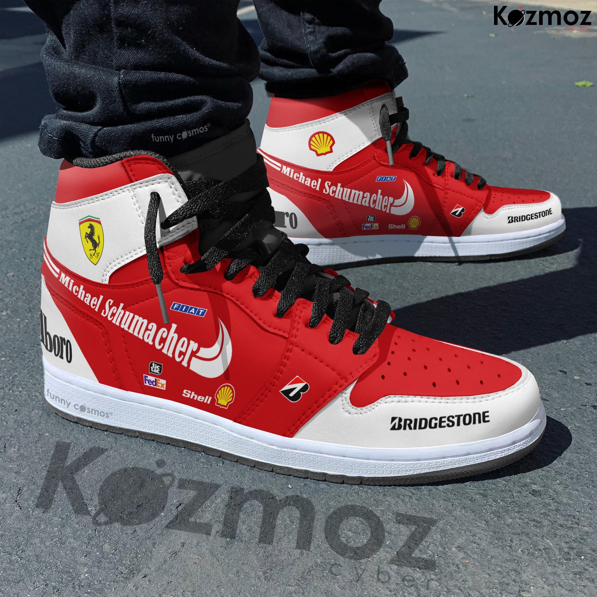Ideafootwear Michael Schumacher AJ1 High Sneakers Shoes For Men And Women