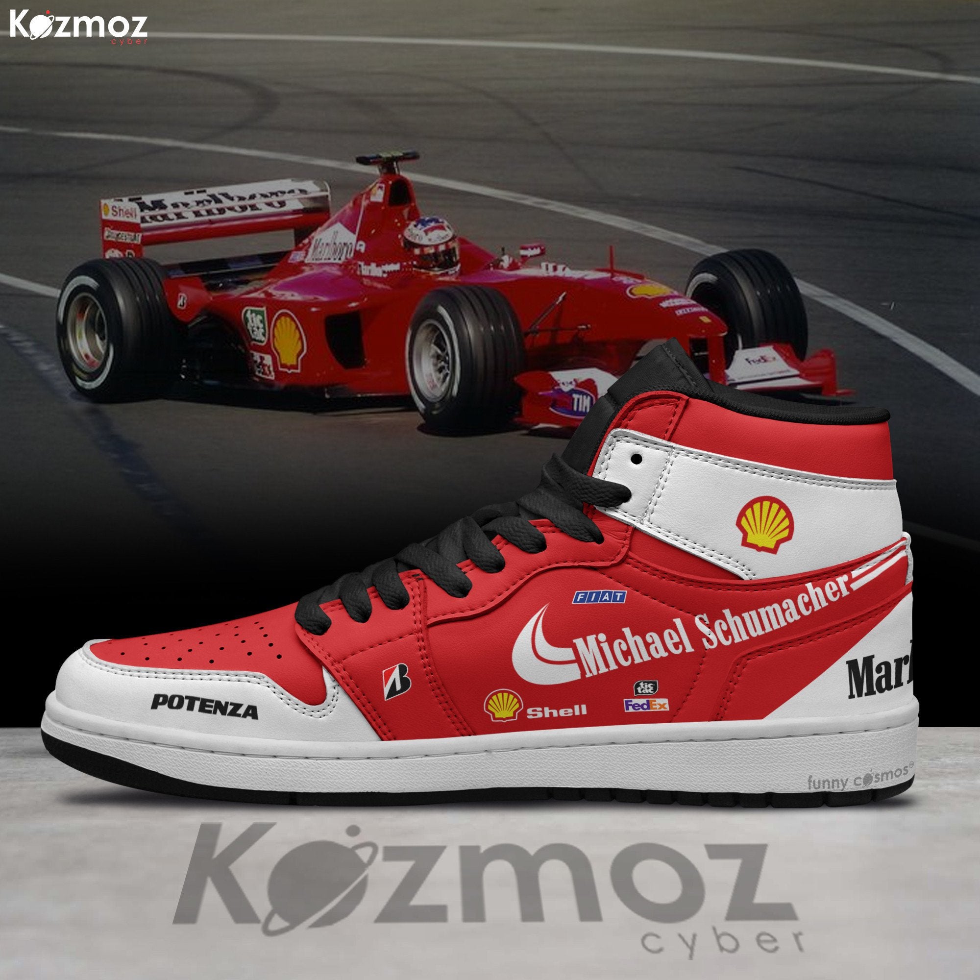 Ideafootwear Michael Schumacher AJ1 High Sneakers Shoes For Men And Women