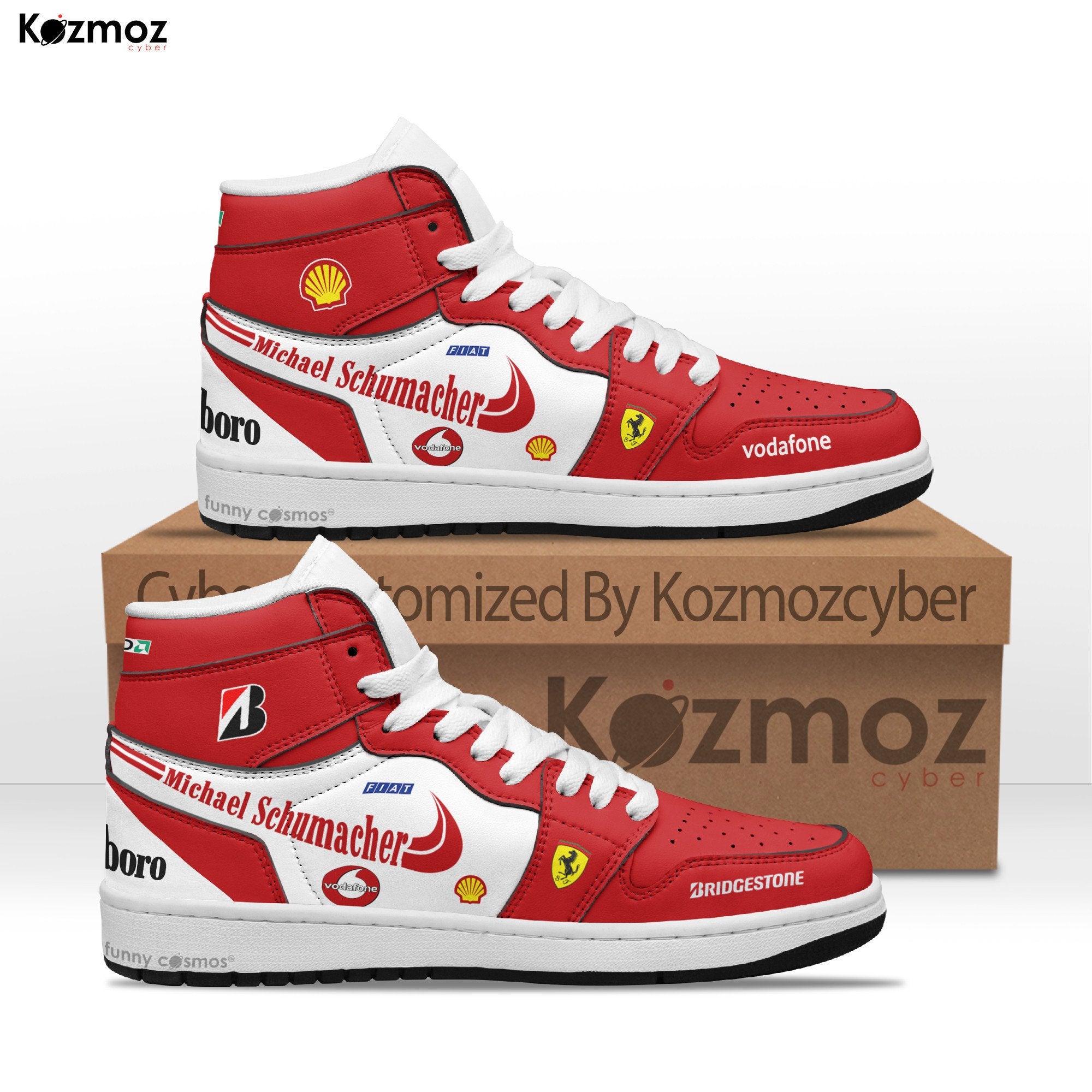 Ideafootwear Michael Schumacher AJ1 High Sneakers Shoes For Men And Women