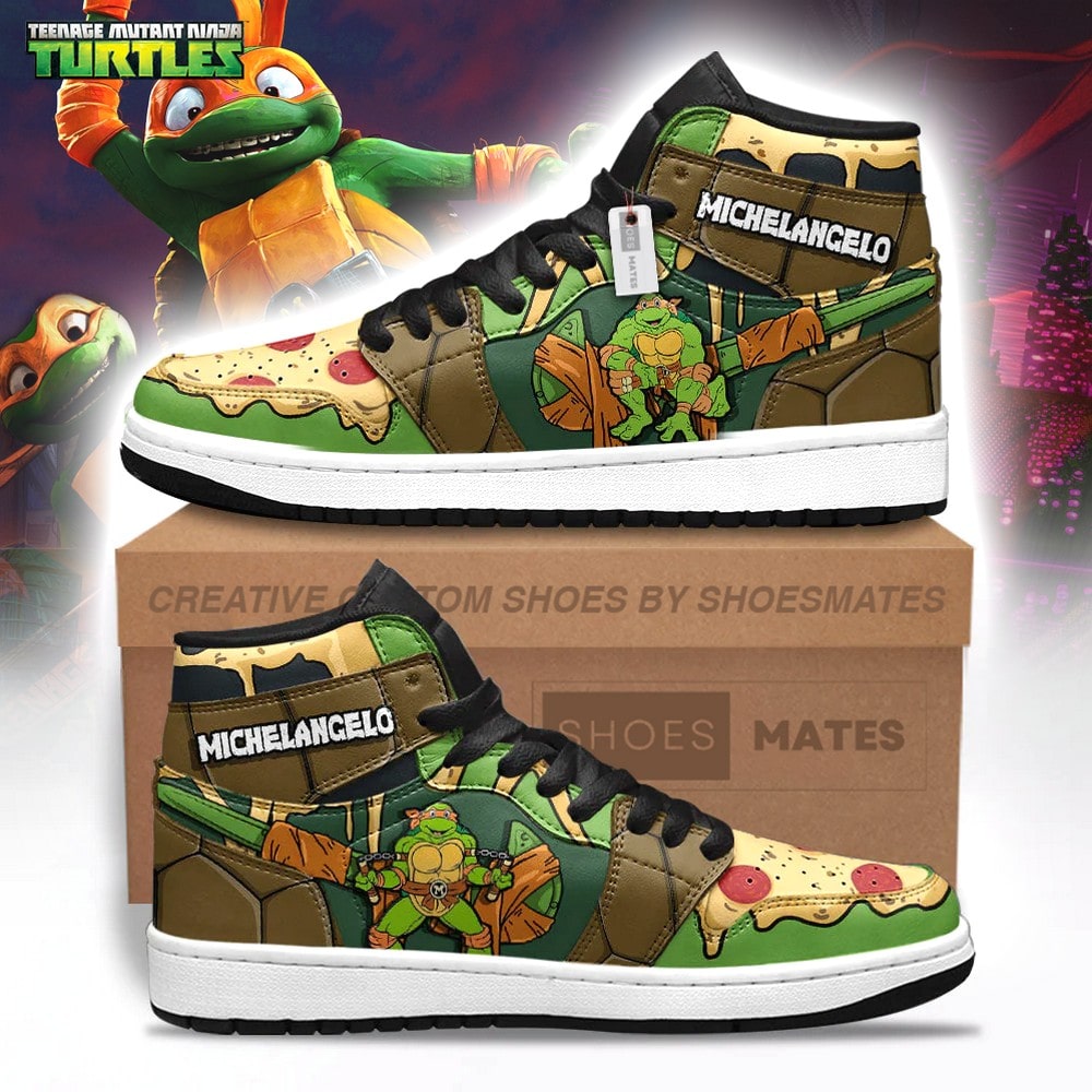 Ideafootwear Michelangelo Teenage Mutant AJ1 High Sneakers Shoes For Men And Women