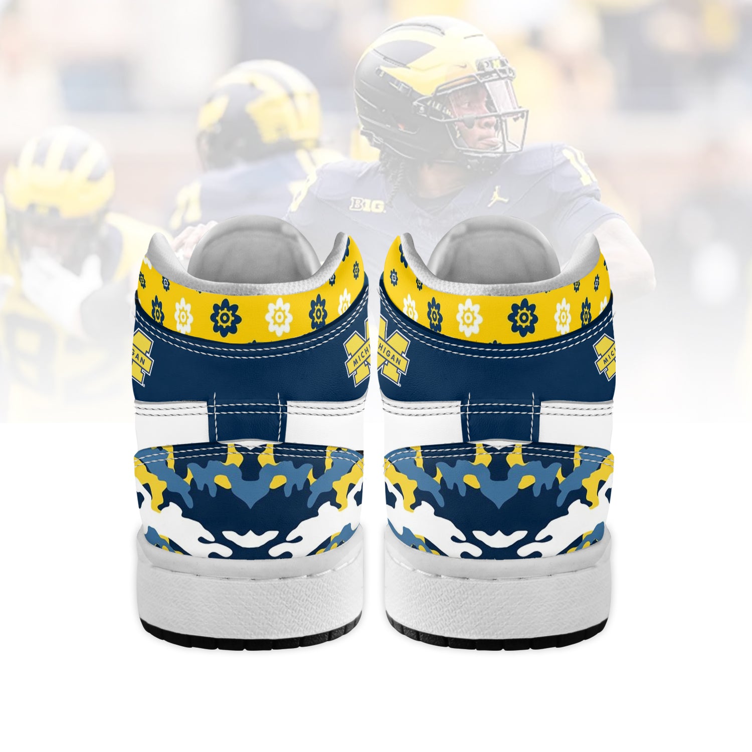 Ideafootwear Michigan Wolverines AJ1 High Sneakers Shoes For Men And Women