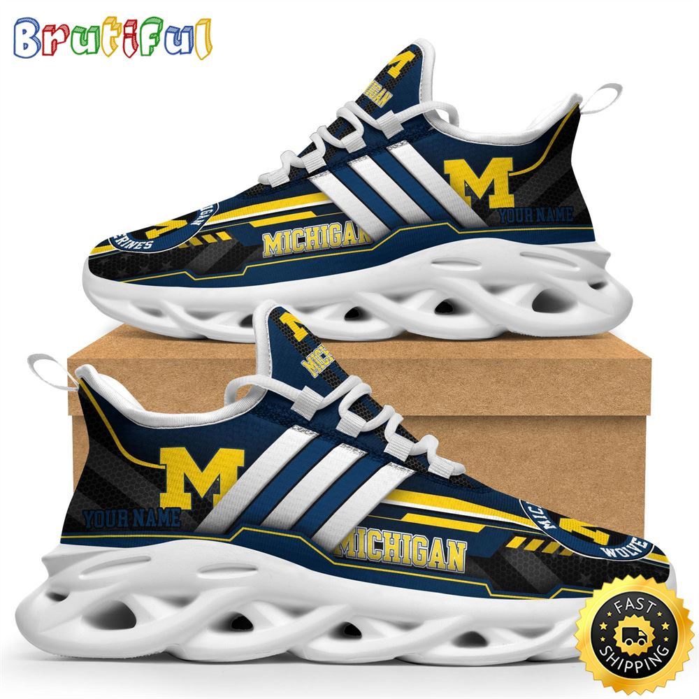 Ideafootwear Michigan Wolverines Max Soul Shoes Sneakers For Men And Women