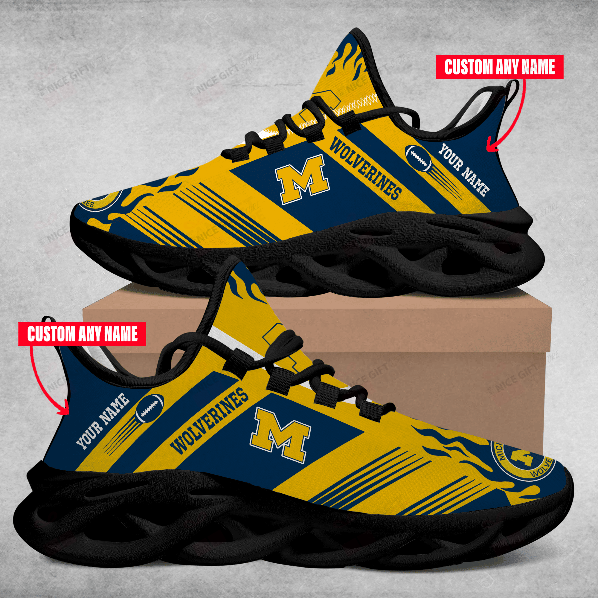 Ideafootwear Michigan Wolverines Max Soul Shoes Sneakers For Men And Women
