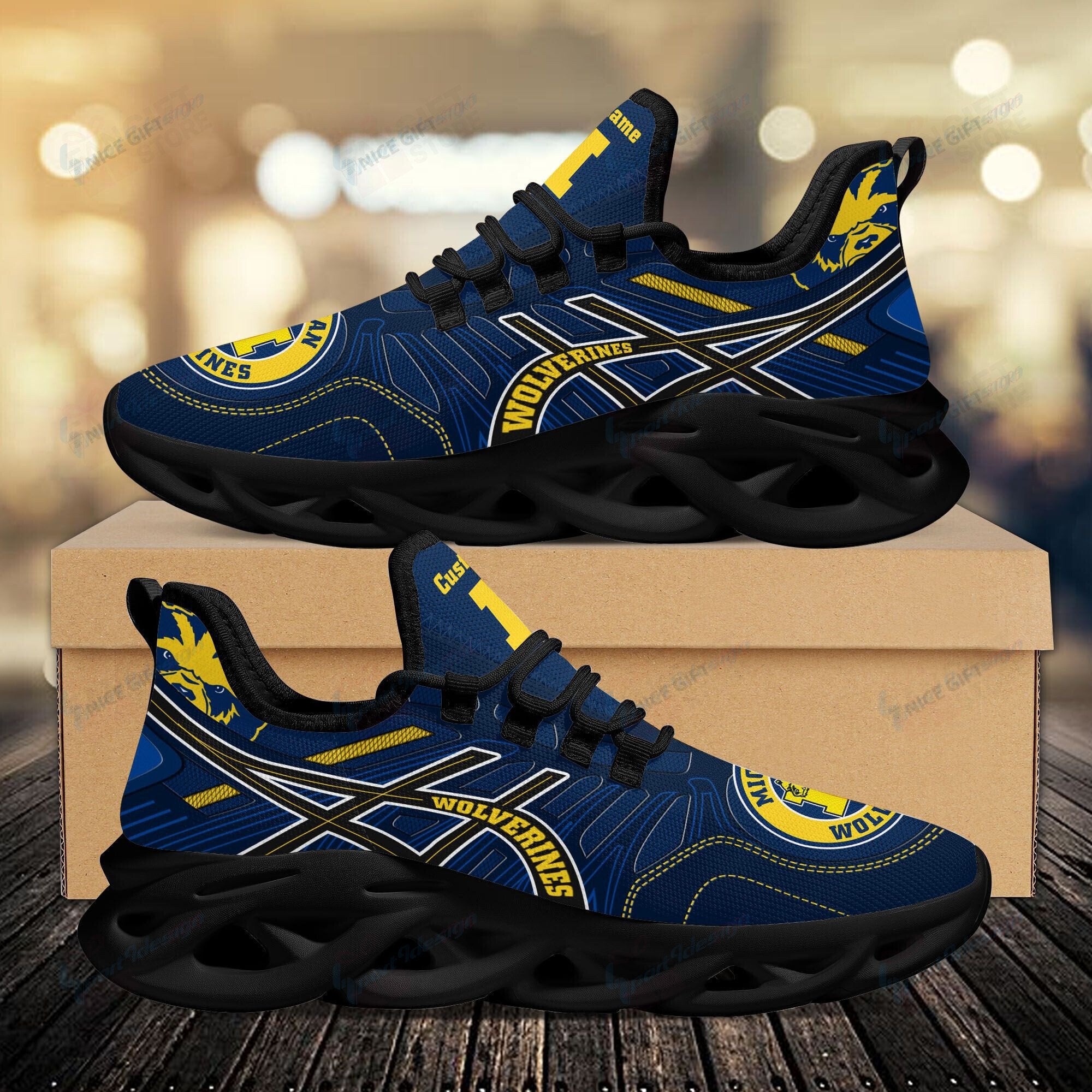 Ideafootwear Michigan Wolverines Max Soul Shoes Sneakers For Men And Women