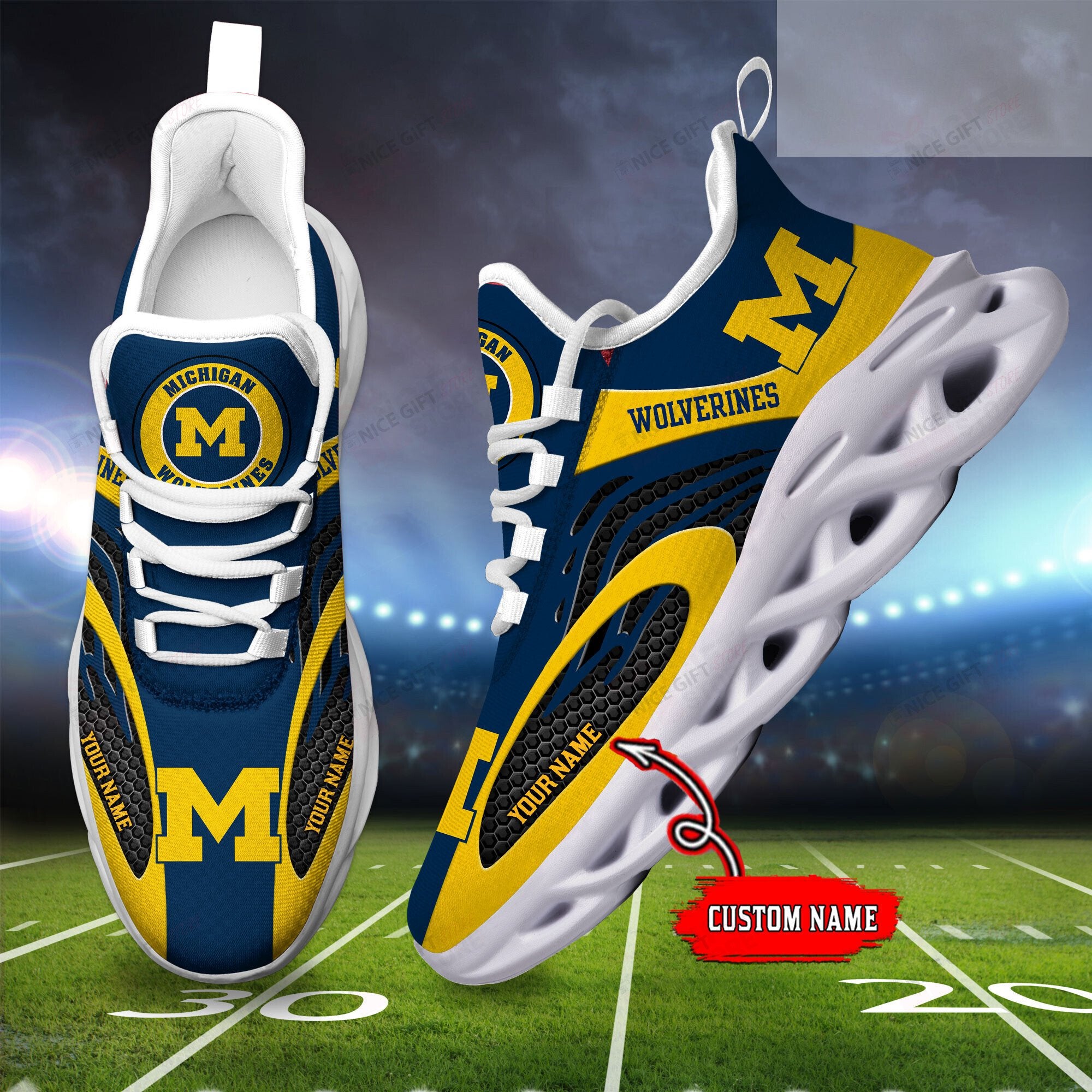 Ideafootwear Michigan Wolverines Max Soul Shoes Sneakers For Men And Women